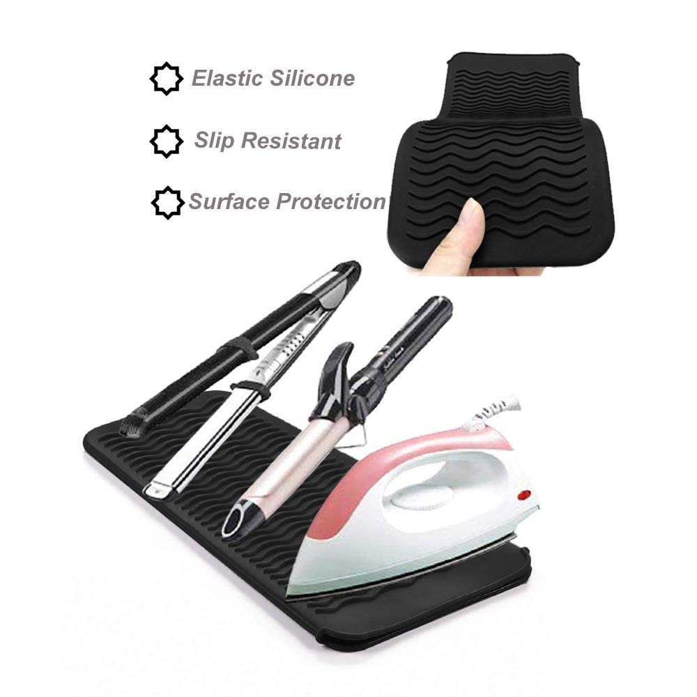 Heat Resistant Silicone Mat Pouch,Hair Styling Tools for Curling Irons, Flat Irons, Hair Straightener, 11.5 * 6 Inches, Food Gra