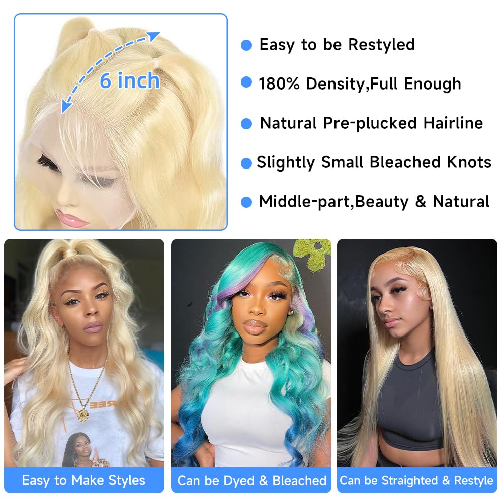 Avolo 613 Lace Front Wig Human Hair 13X6 Transparent Lace Blonde Lace Front Wigs Human Hair Pre Plucked Body Wave 613 Hd Lace Fr