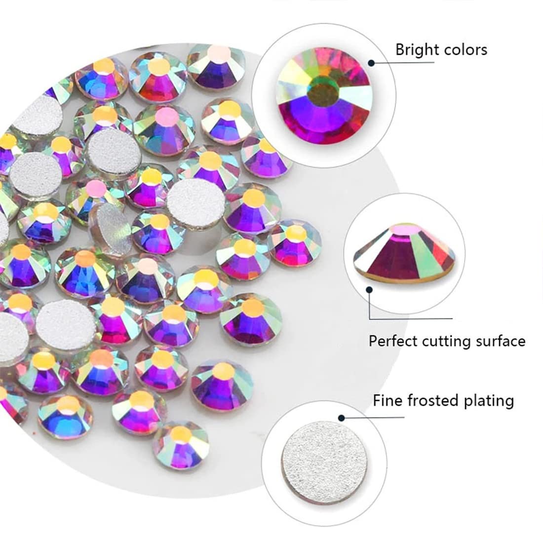 1440Pcs Flatback Crystal Rhinestones Half Round Glue Fix Rhinestone For Crafts Nail Art(Crystal Ab,Ss20/4.6-4.8Mm