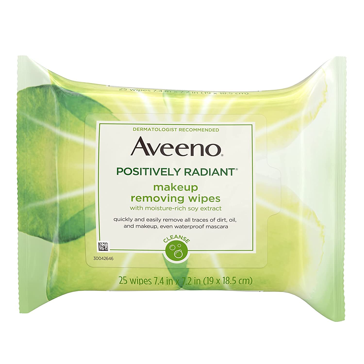 Aveeno Active Naturals Positively Radiant Makeup Removing Wipes, 25 Ea (Pack Of 3)