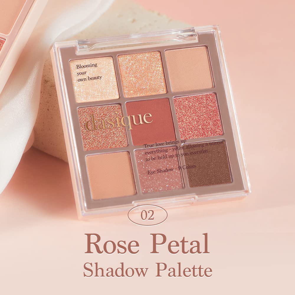 dasique Shadow Palette #02 Rose Petal I Cruelty-Free I 9 Blendable Shades in Smooth Matte and Shimmer Finishes with Gorgeous Pea