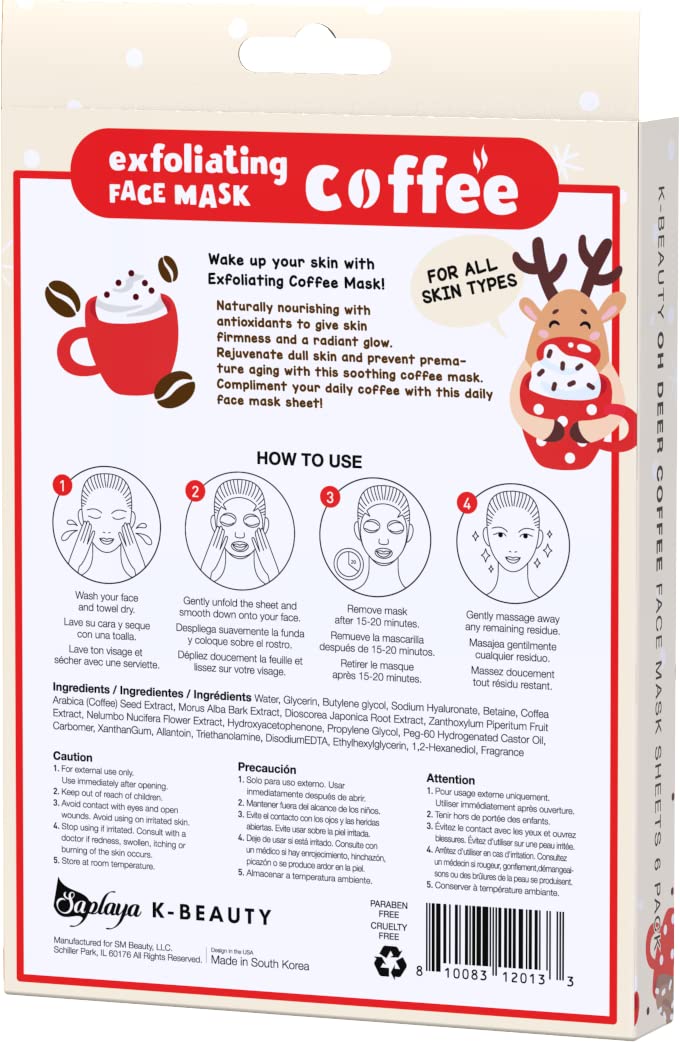 Saplaya K-Beauty Facial Skincare Natural Beauty Multi-Pack Face Sheet Masks Balanced Skin Care Made In South Korea (Oh My Deer E