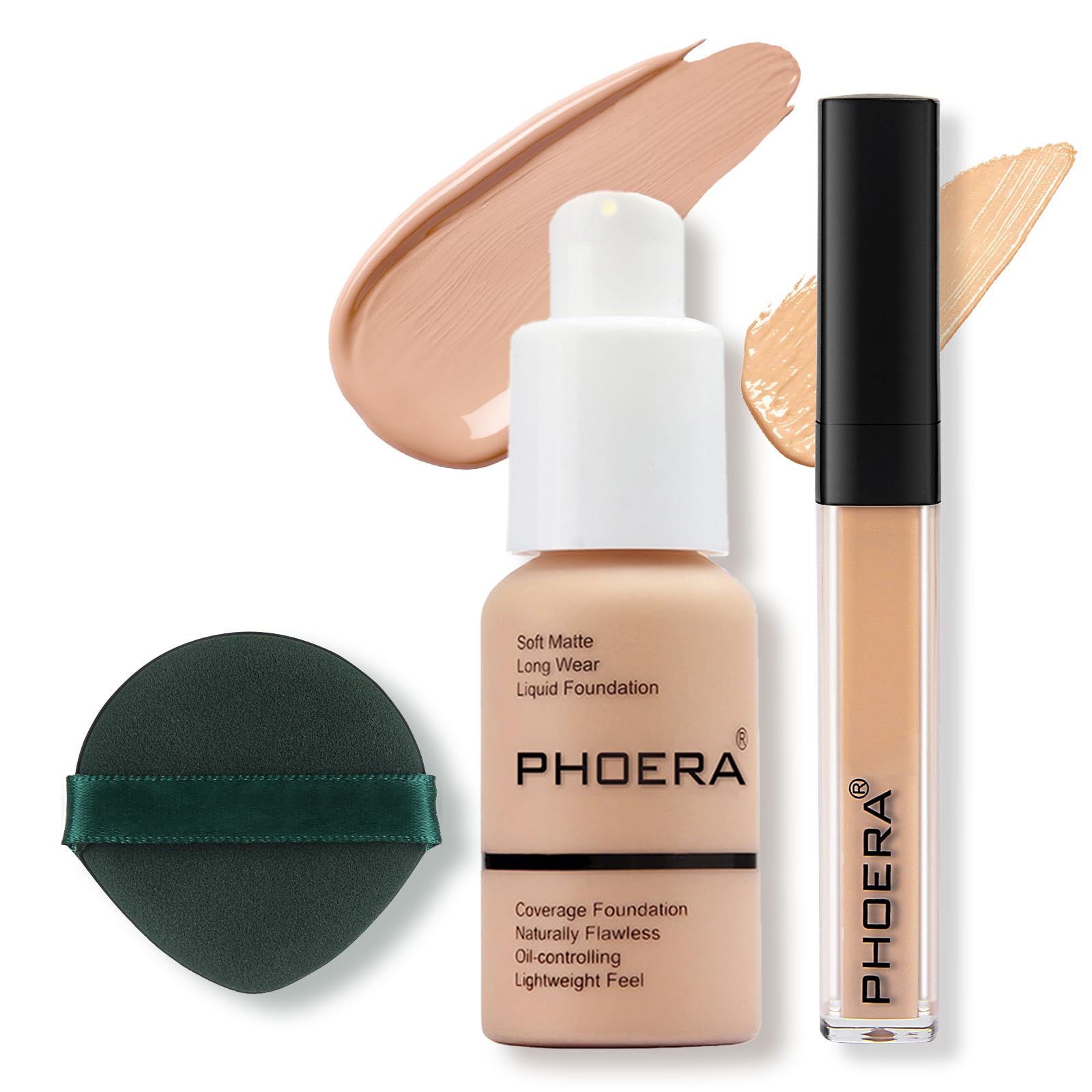 Foundation Makeup&Liquid Concealer,Naturally Liquid Foundation,Full Coverage Mattle OilControl,MultiUse Makeup Concealer for A