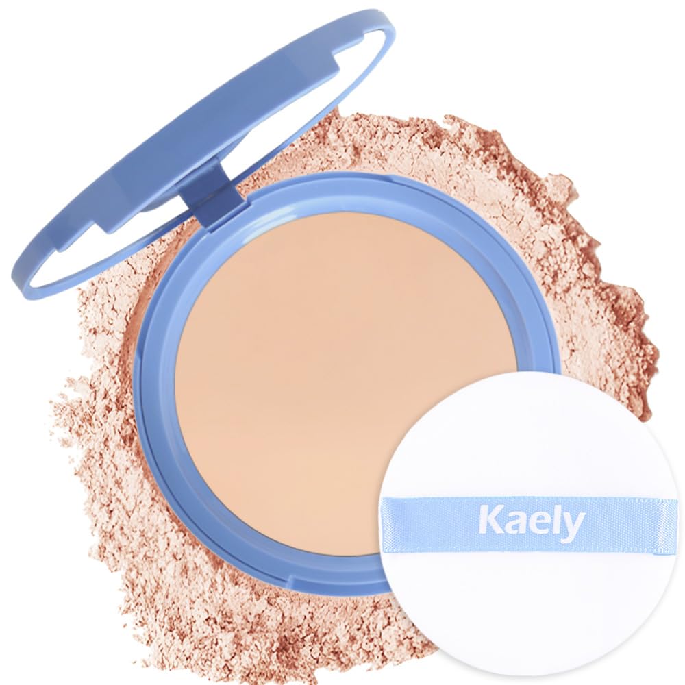 Kaely Oil Control Face Pressed Powder,Perfection Matte Compact Powder,Long Lasting Waterproof Finishing Powder Makeup,Polvo Comp