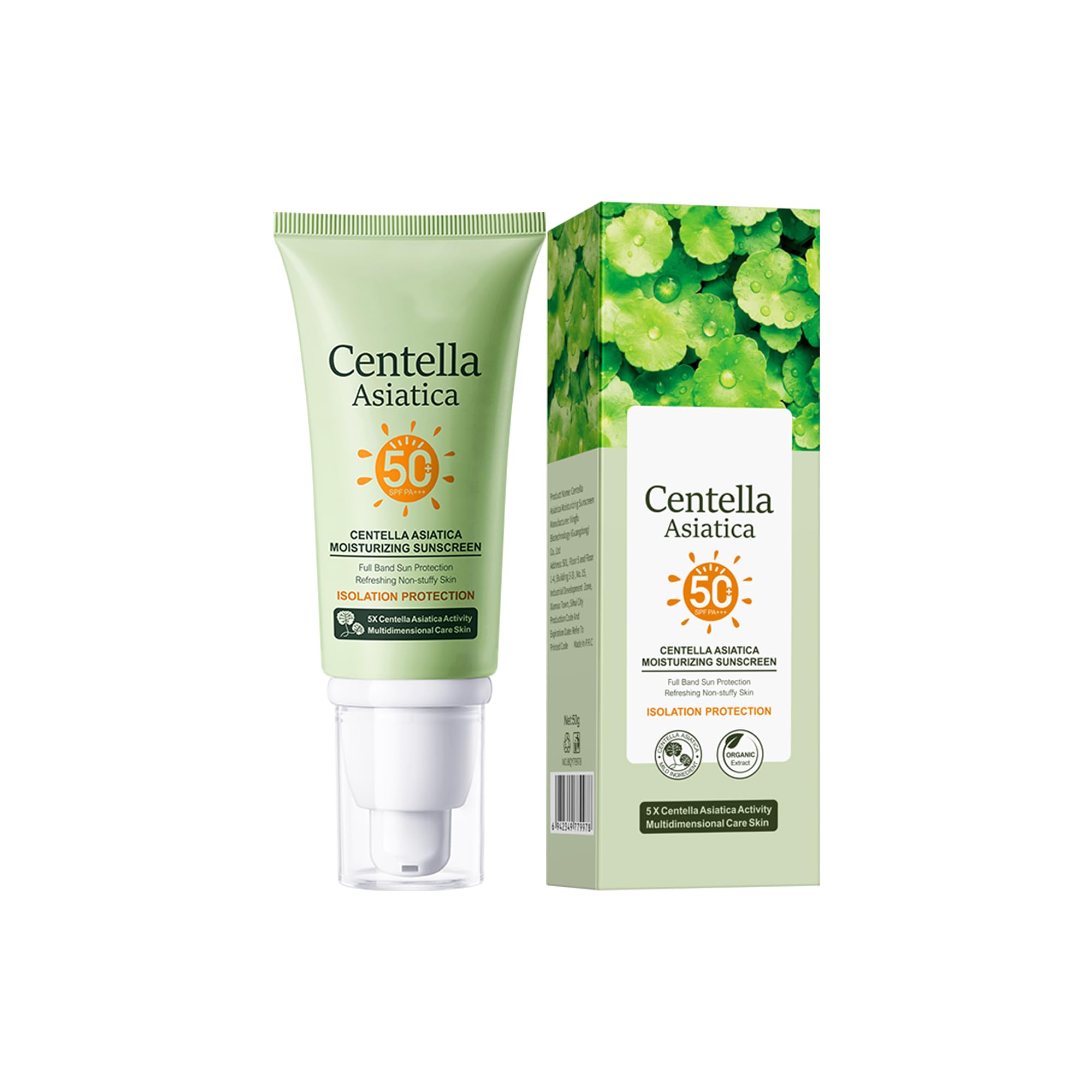 AKARY Centella Sunscreen, Broad Spectrum SPF50+ PA+++ Sunscreen, Full Body Suncare Cream, Infused With Organic Centella, Moistur