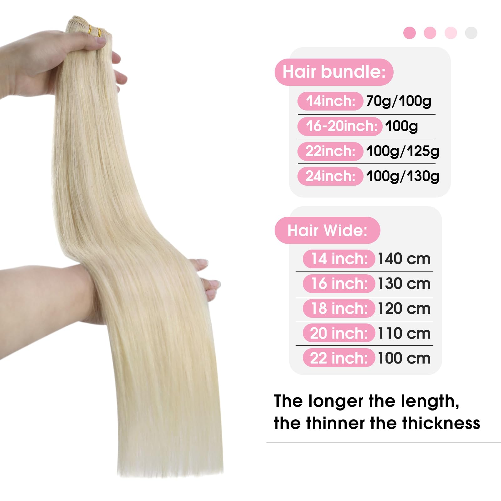 YoungSee 100G Weft Hair Extensions Blonde 14inch Sew in Real Hair Extensions Platinum Blonde Weft Extensions Human Hair Straight