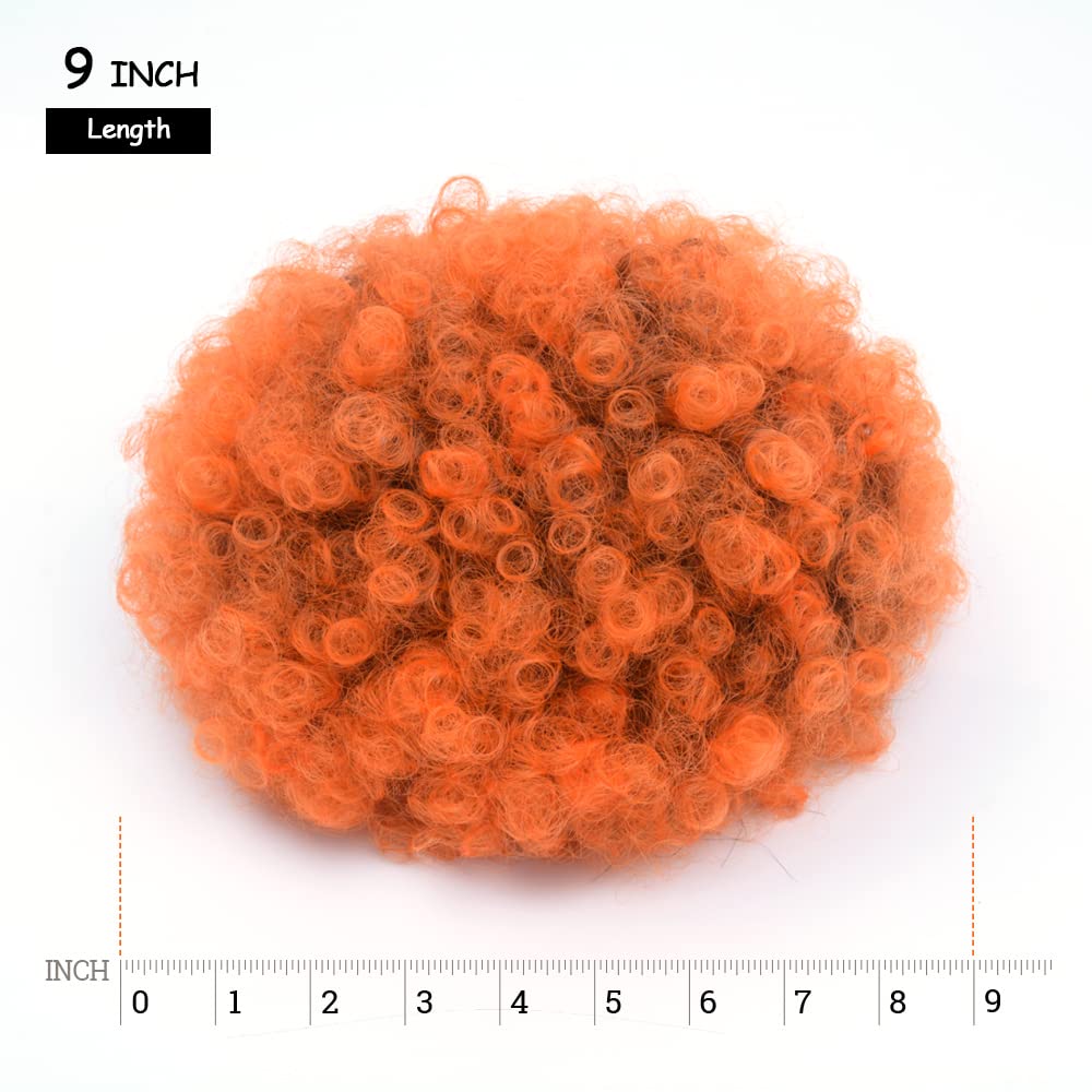 Yinmei Baibian Ombre Orange Afro Puff Drawstring Ponytails For Black Women Kinky Curly High Puffs Synthetic Bun Hair Pieces Updo