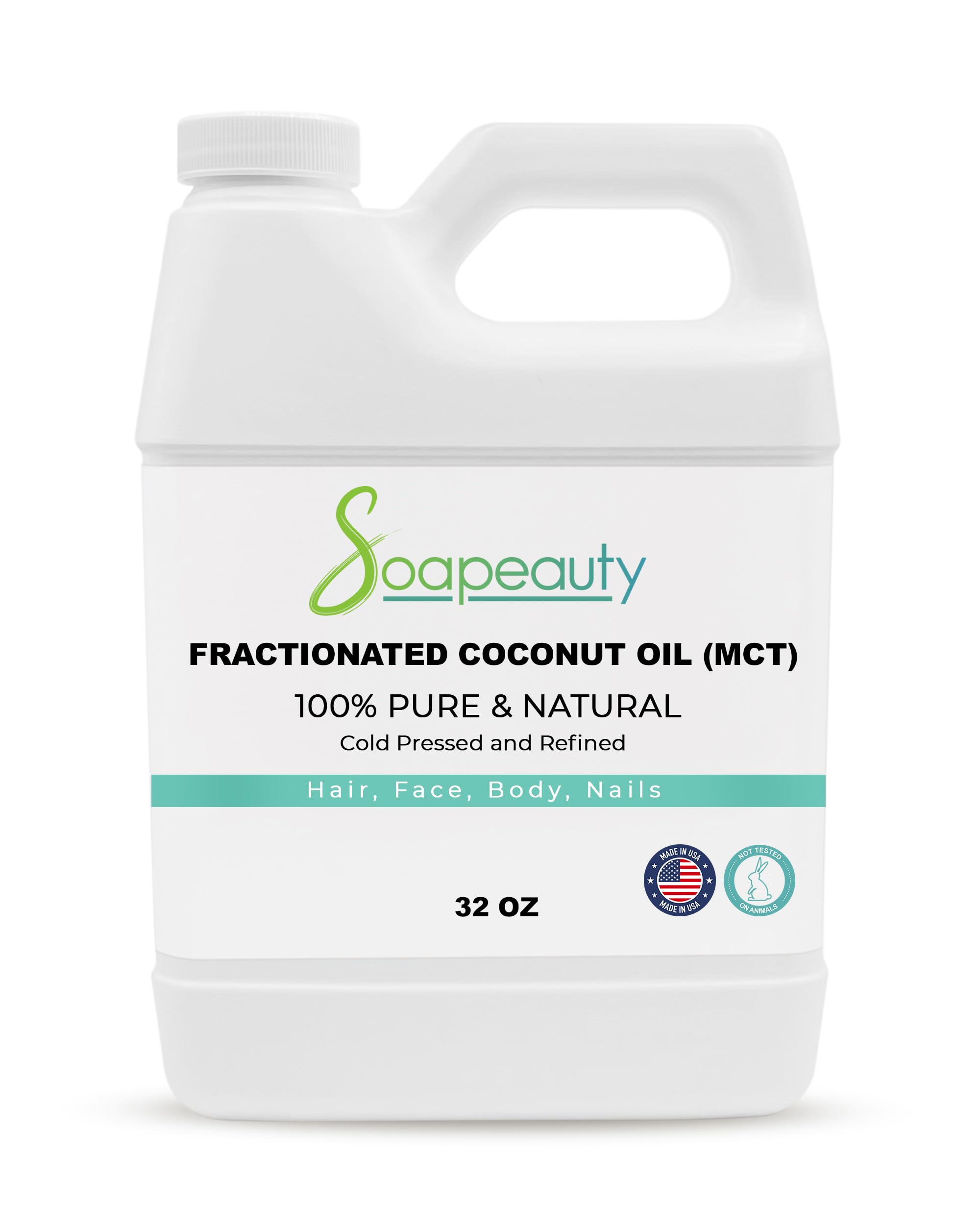 Soapeauty FRACTIONATED COCONUT OIL Cold Pressed Refined | 100% Natural Available in Bulk | Carrier for Essential Oils, Face, Ski