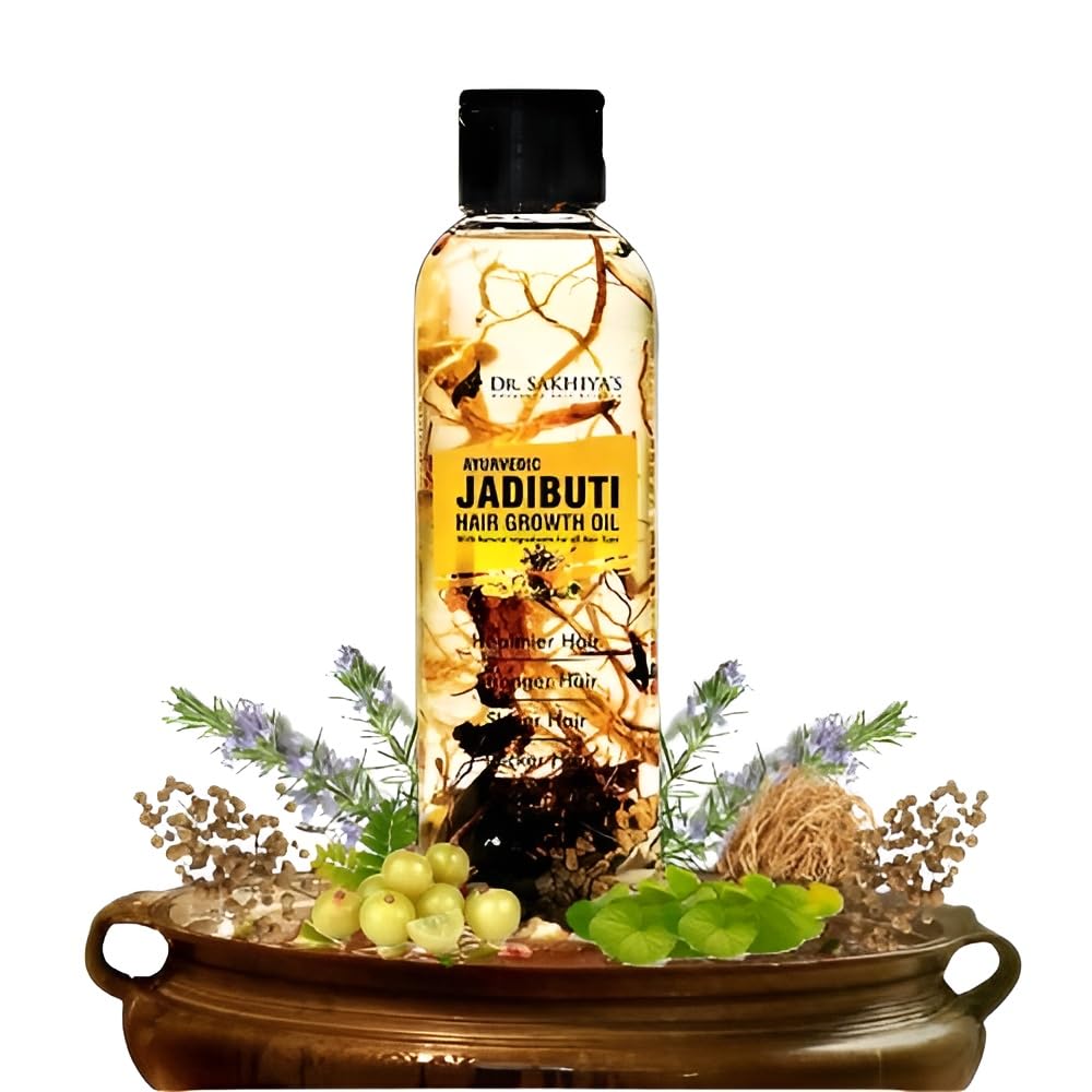 Dr. SakhiyaS Ayurvedic Jadibuti Hair Oil For Natural Hair Growth, Hair Fall Control & Removes Dandruff With Amla, Brahmi And Ro