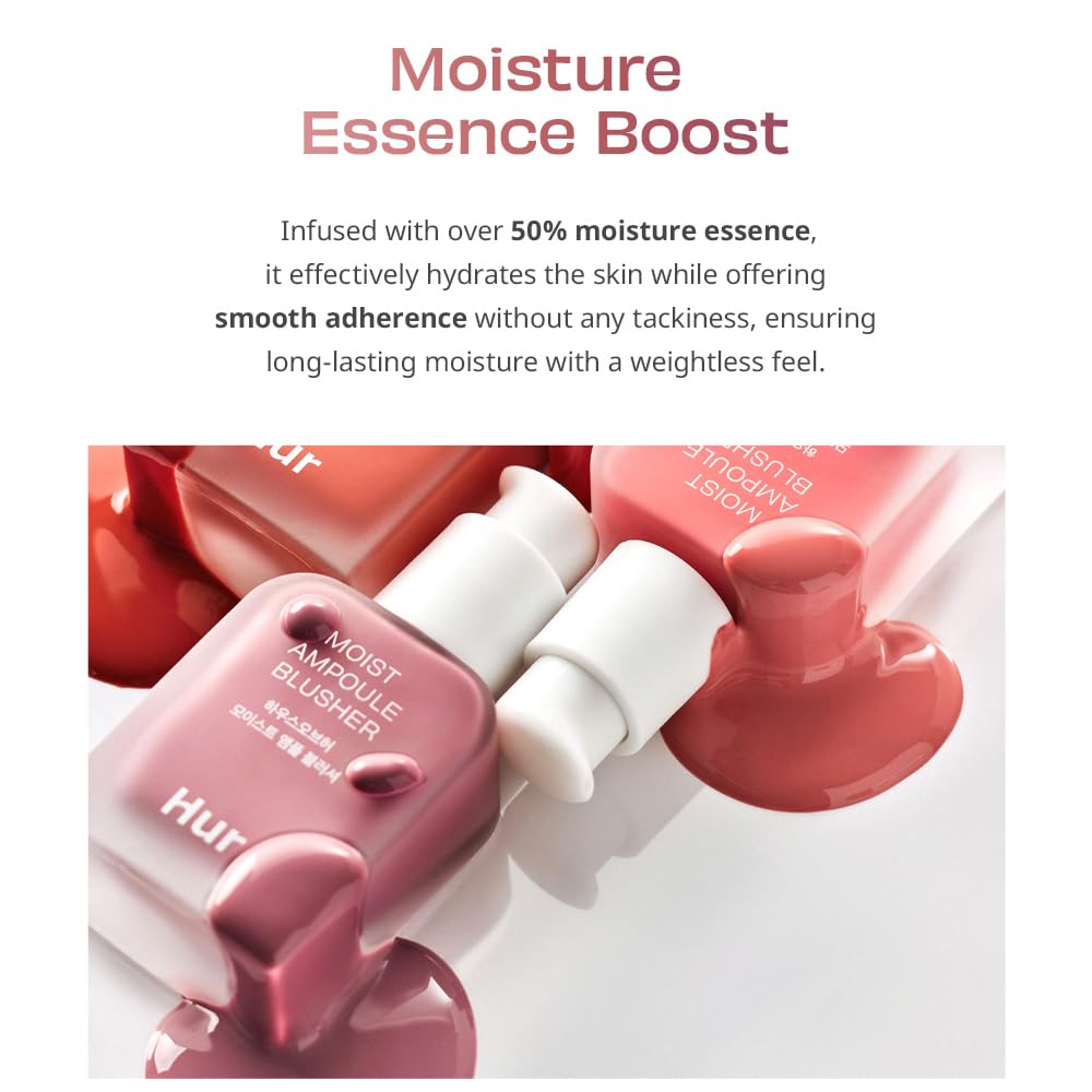 House of Hur Moist Ampoule Blusher, Buildable Water-based Formula, Infused with over 50% moisture essence, no tackiness, long-la