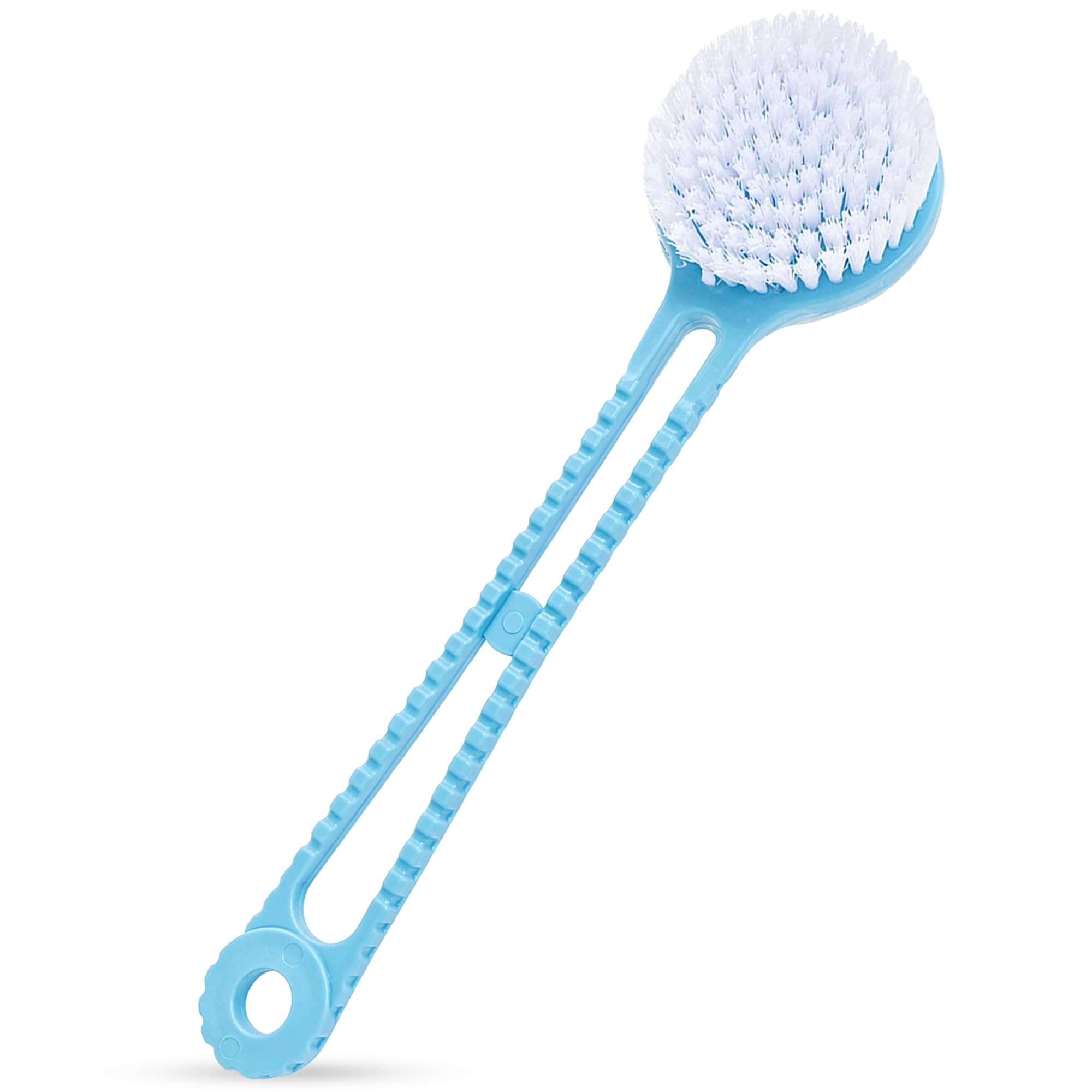 GLUN Back Cleaning Bath Brush, Turquoise Lightweight Long Handle Soft Bristle Body Scrubber for Gentle Exfoliation & Deep Skin C