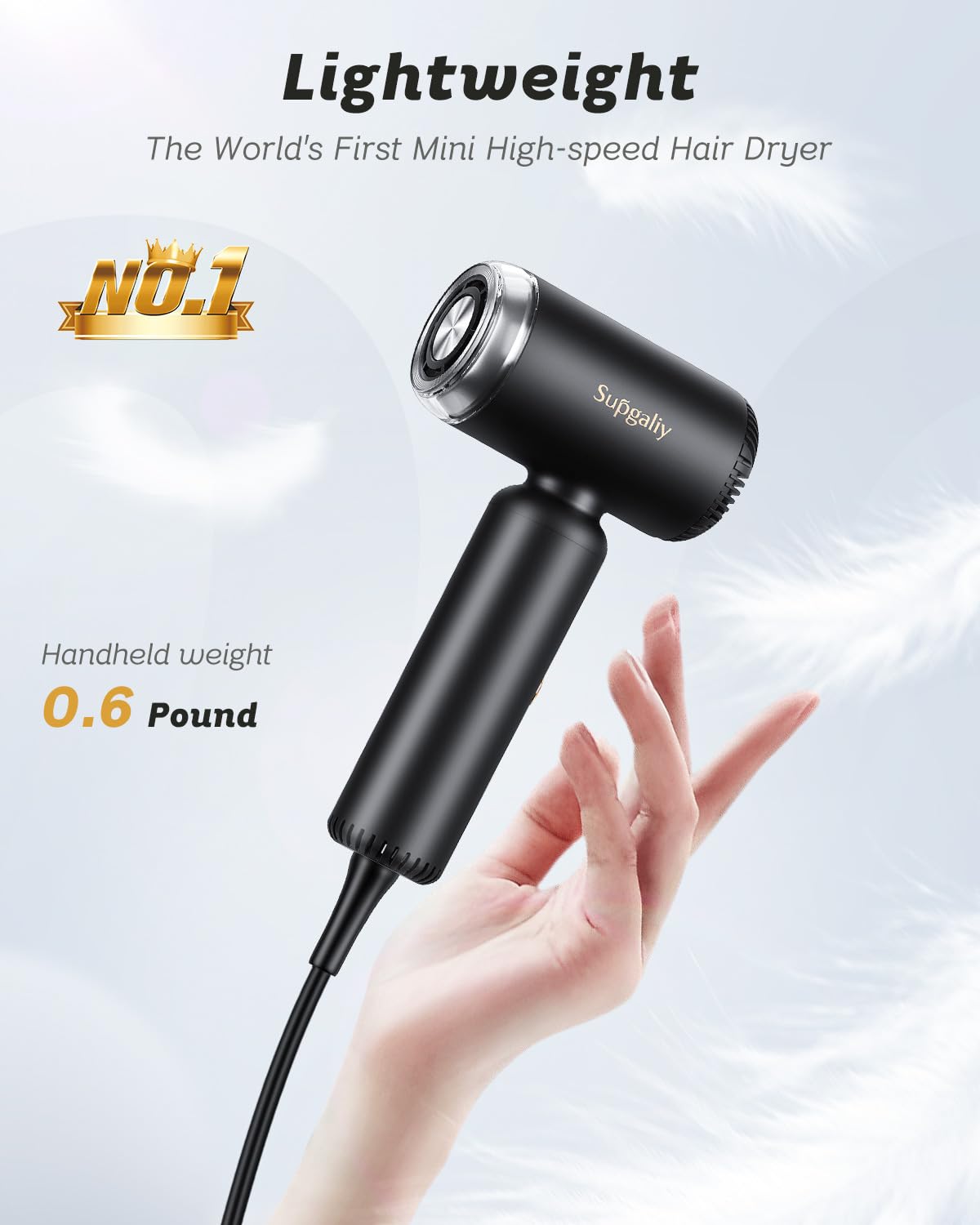 Supgaliy Dual Voltage Hair Dryer, High-Speed Ionic Blow Dryer For Fast Drying, Travel Compact Hair Blow Dryer With Magnetic Curl