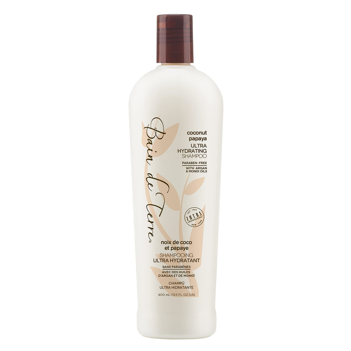 Bain De Terre Ultra Hydrating Shampoo | Coconut Papaya | Overly Dry, Damaged Hair | Argan & Monoi Oils | Paraben Free | 13.5 Fl