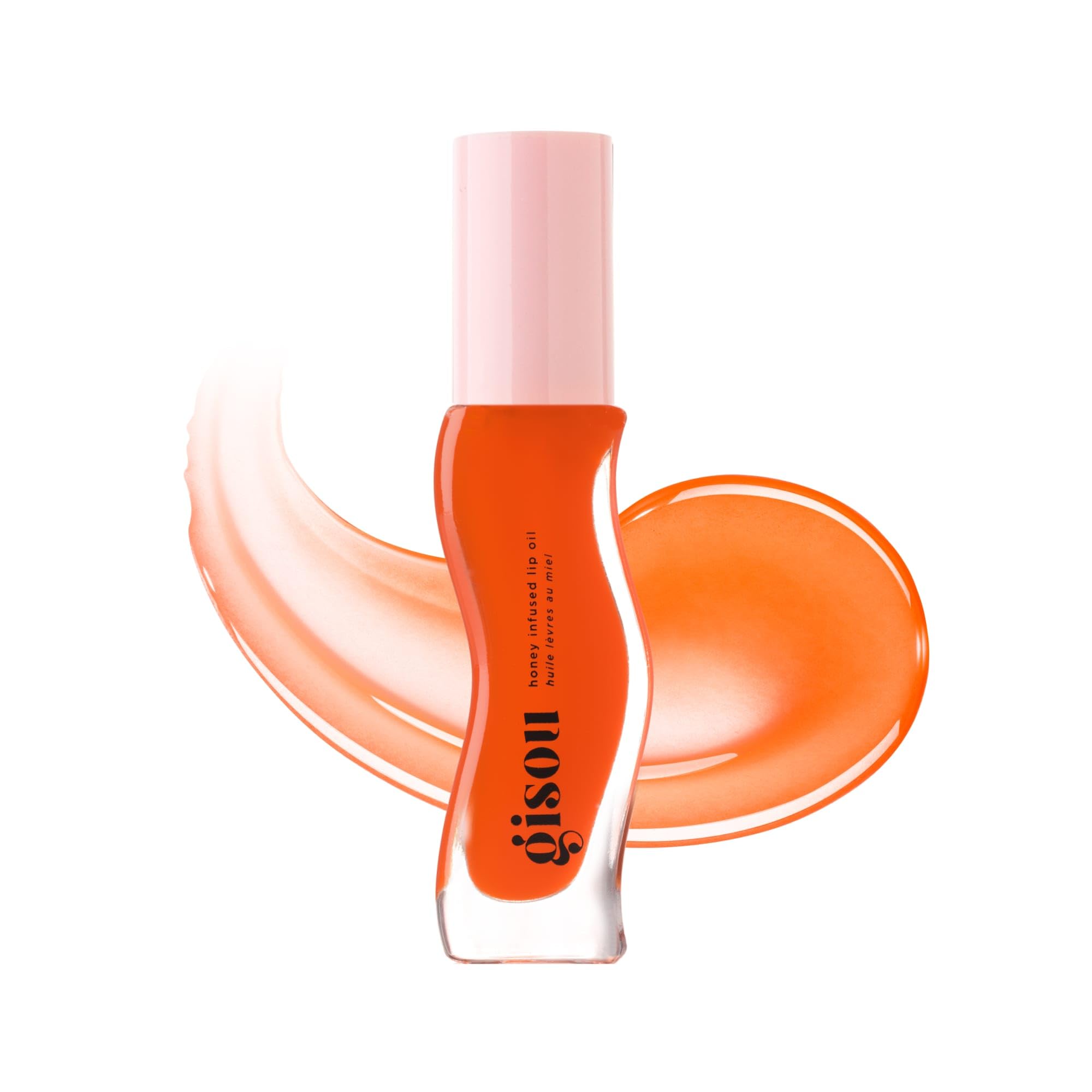 Gisou Honey Infused Hydrating Lip Oil, Nourishing Lip Moisturizer for Dry Lips, High Shine, Smooth Finish, Sheer Hot Coral Shade