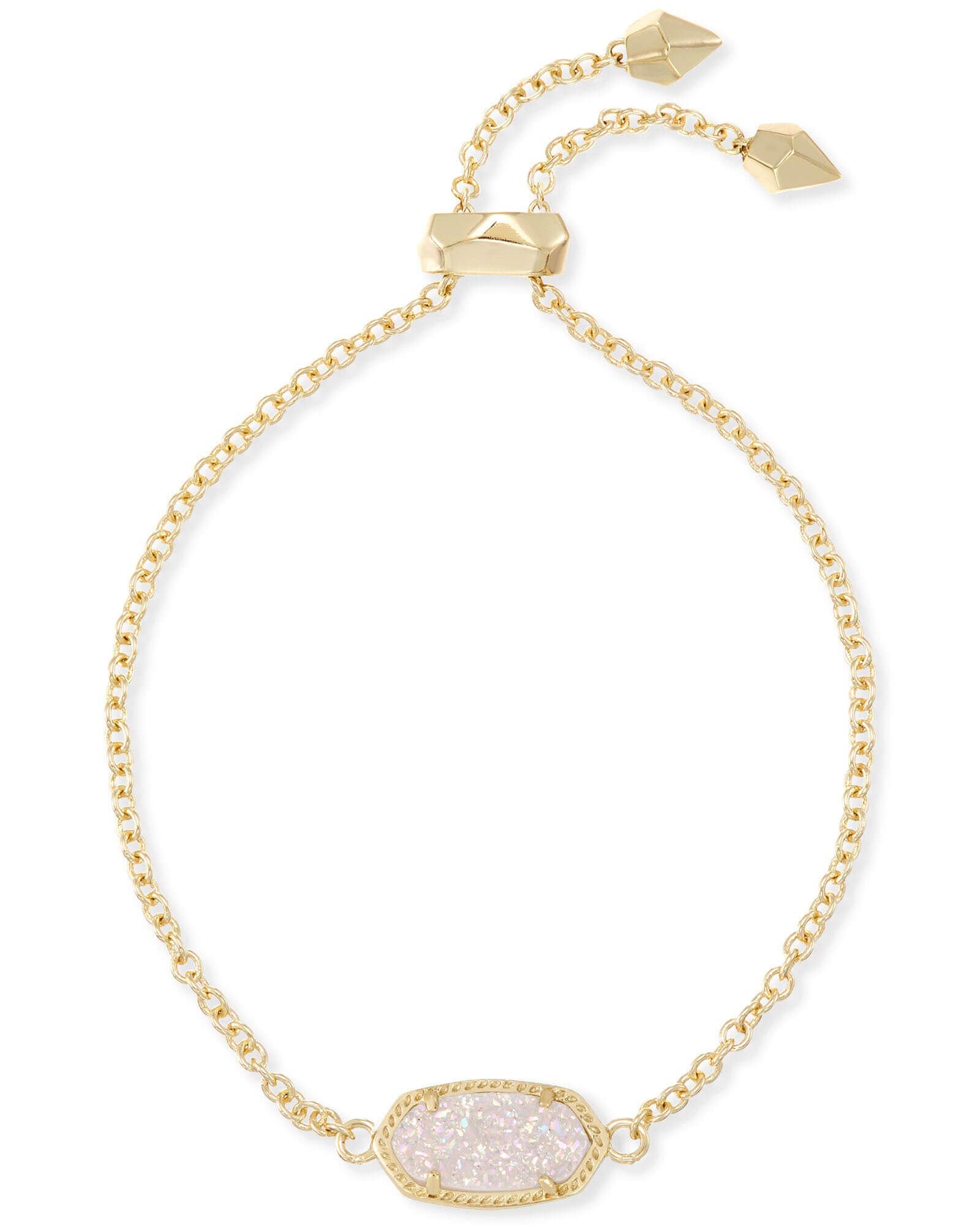 Kendra Scott Elaina Adjustable Chain Bracelet for Women, Fashion Jewelry, 14k GoldPlated, Iridescent Drusy