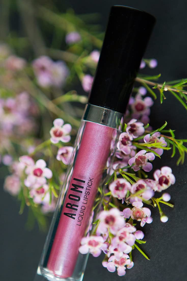 Aromi Sugared Mauve Metallic Liquid Lipstick, Purple Pink Lip Color With Shimmery Finish, Raspberry Mulberry Lipstick, Long-Last
