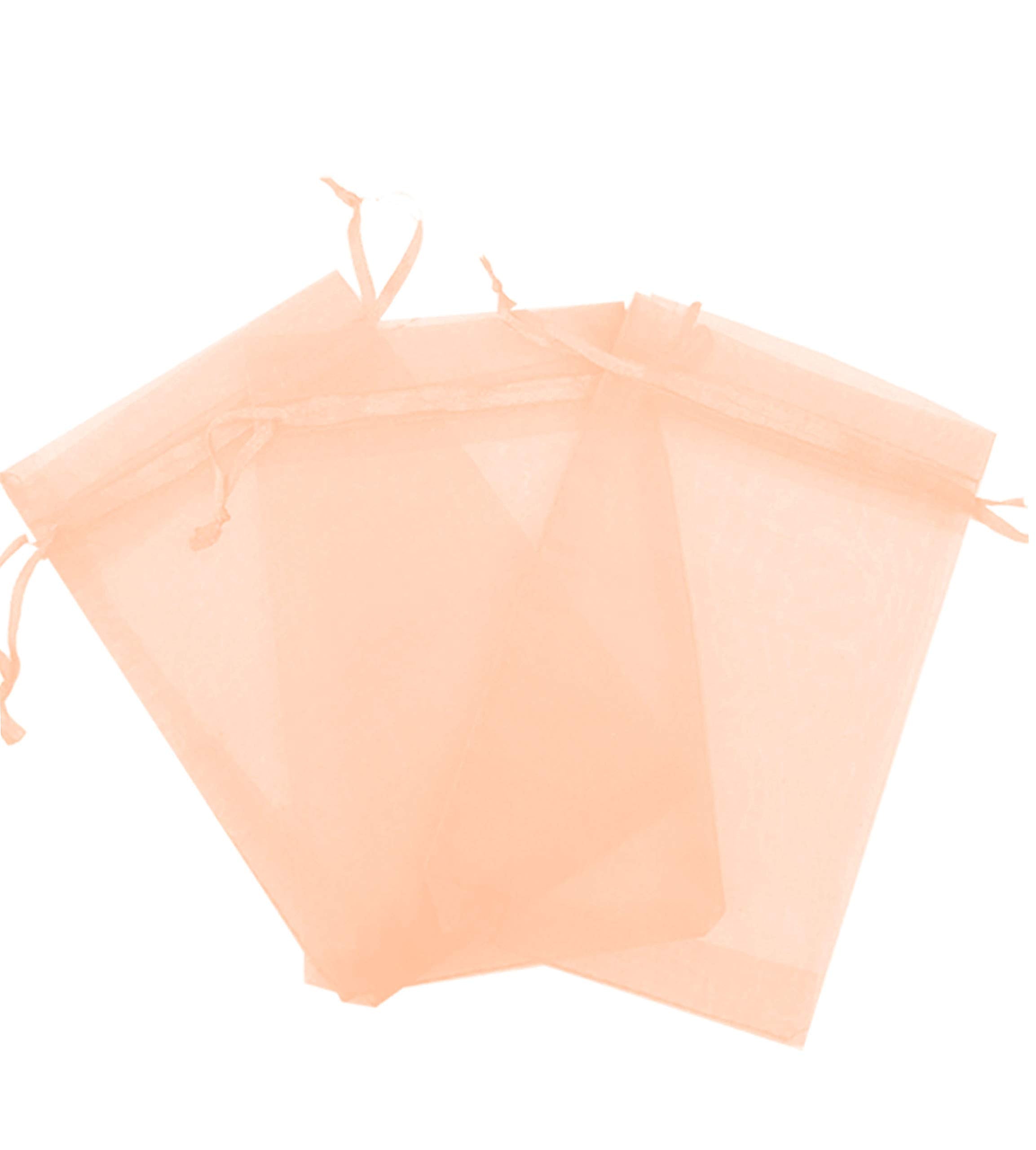 100 Pcs Peach 3x4 Sheer Drawstring Organza Bags Jewelry Pouches Wedding Party Favor gift Bags gift Bags candy Bags Kyezi Design