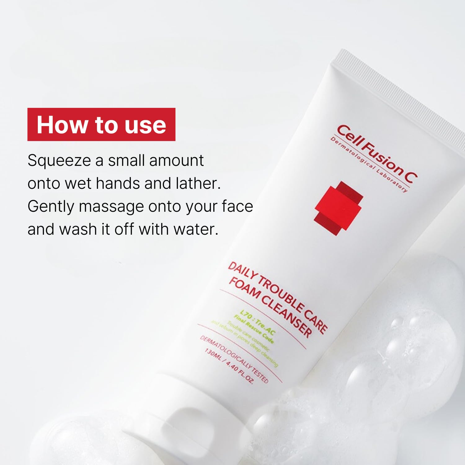 Cell Fusion C Tre.AC Daily Trouble Care Foam Cleanser, Gentle Foaming Cleanser for Acne-Prone Skin, Salicylic Acid to Help Clear