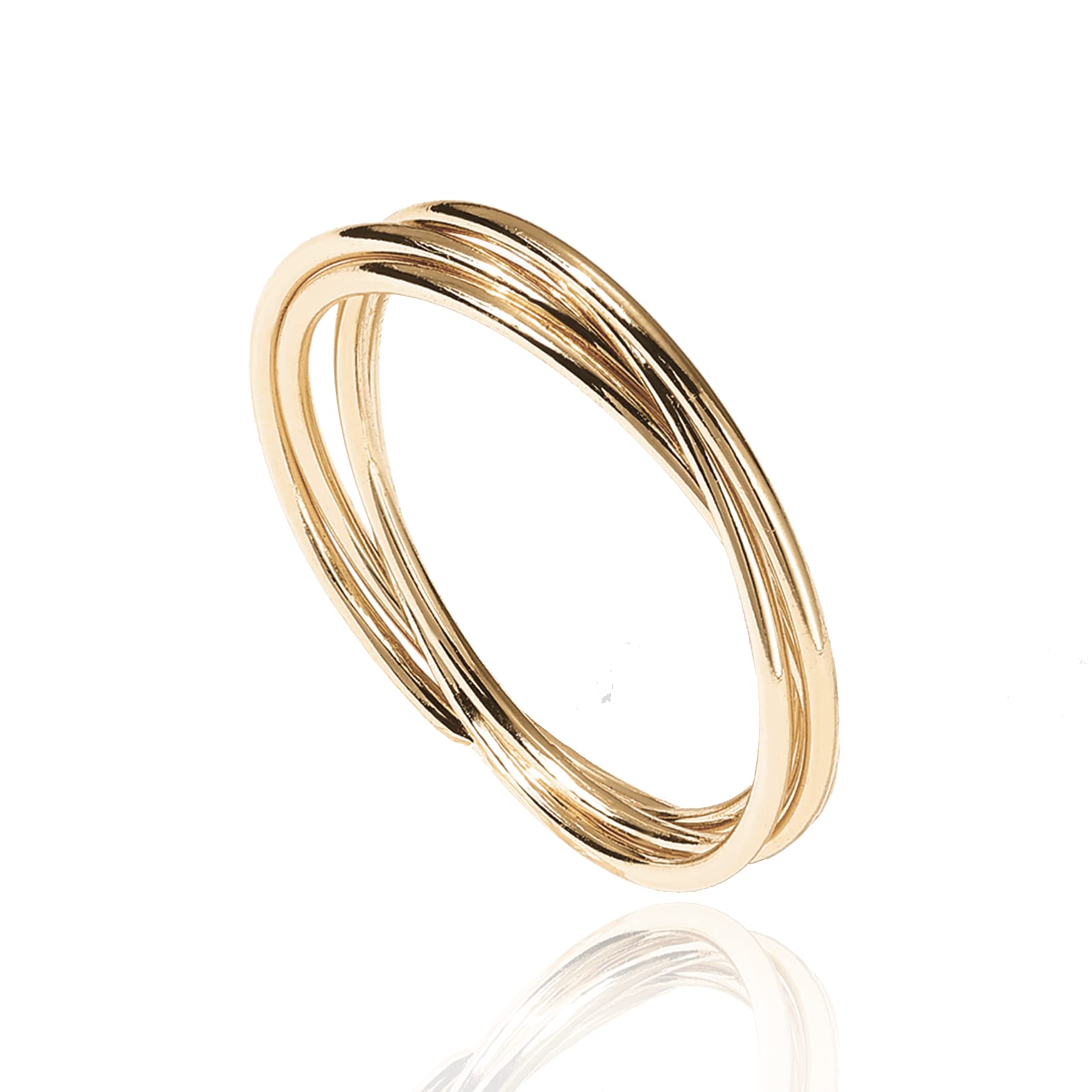 PAVOI Four Way Spinning Anxiety Ring (interlocked, Yellow Gold, 6)