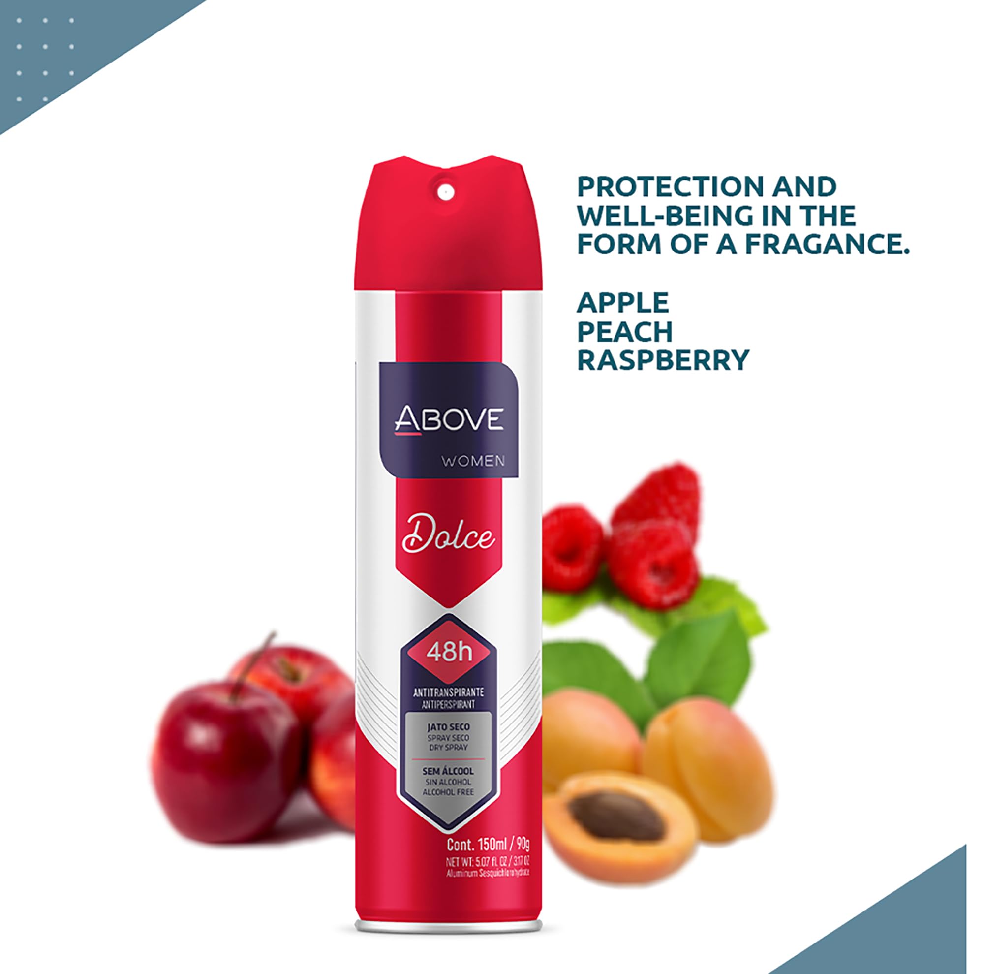 Above Dolce Vita - 48 Hours Antiperspirant Deodorant - Dry Spray For Women - Notes Of Apple, Berries And Mandarin - Protects Aga