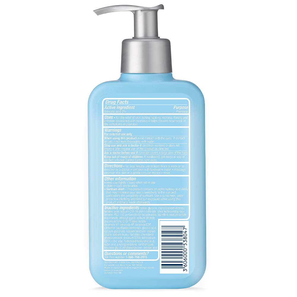Cerave Cleanser For Psoriasis Treatment, With Salicylic Acid For Dry Skin Itch Relief & Latic Acid For Exfoliation, Fragrance Fr