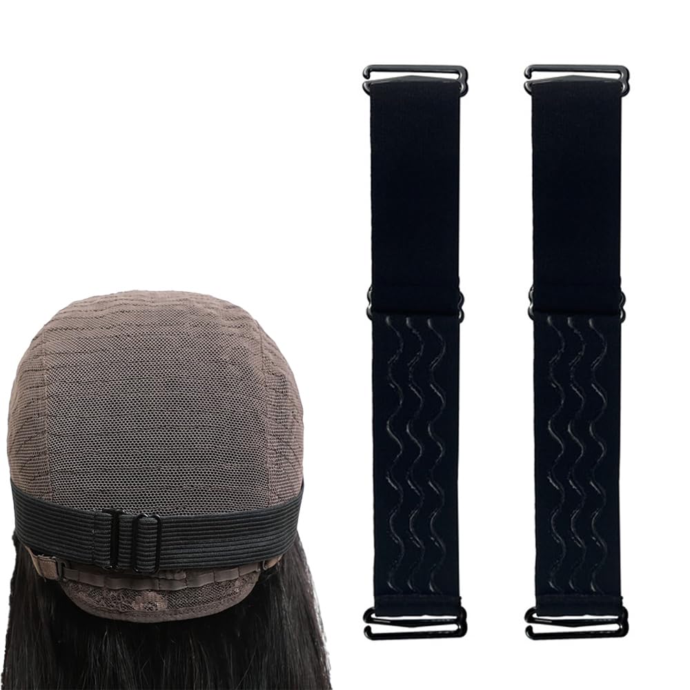 2 PCS Adjustable Elastic Band for Wigs Removable Wig Band Nonslip Wig Strap Black Elastic Bands for Glueless Wig Making Wig Cap 