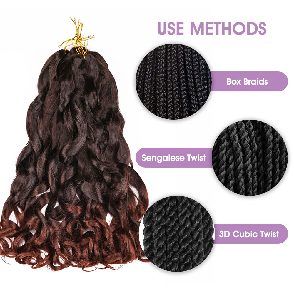 Amir Hair 8 Packs French Curly Braiding Hair 20 Inch Loose Wave Braiding Hair Pre Stretched Synthetic Hair Extensions (T33#)