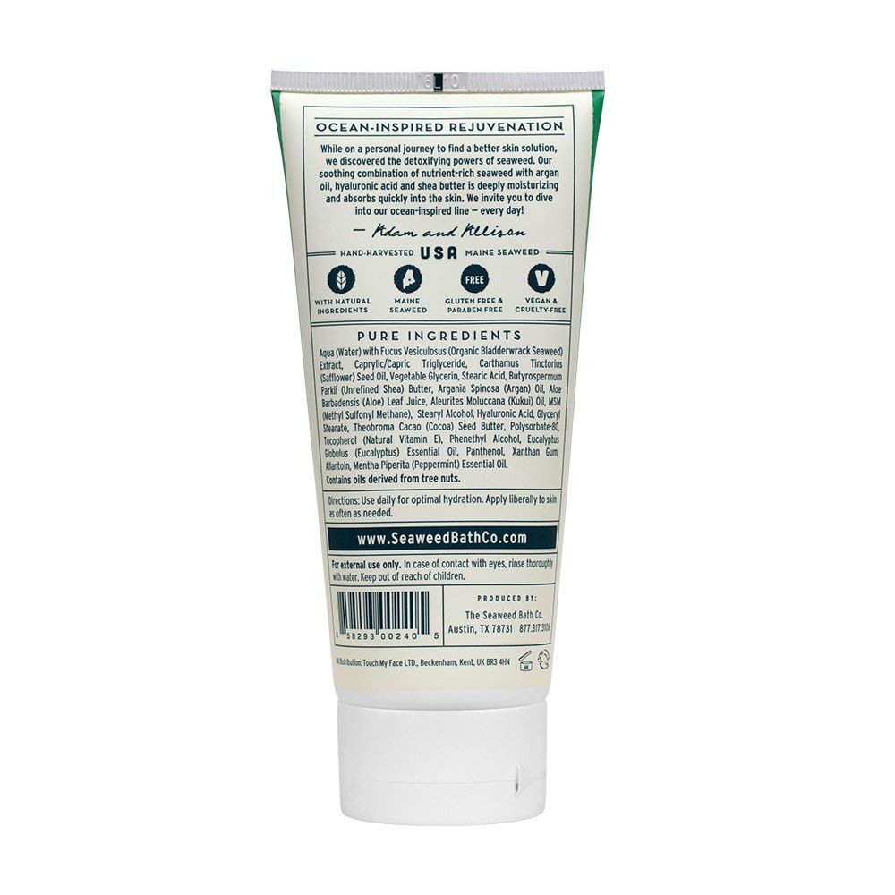 Seaweed Bath Co. Hydrate Body Cream, Eucalyptus Peppermint Scent, 6 Ounce, Nourishing Hand & Body Lotion Moisturizer For Dry Ski