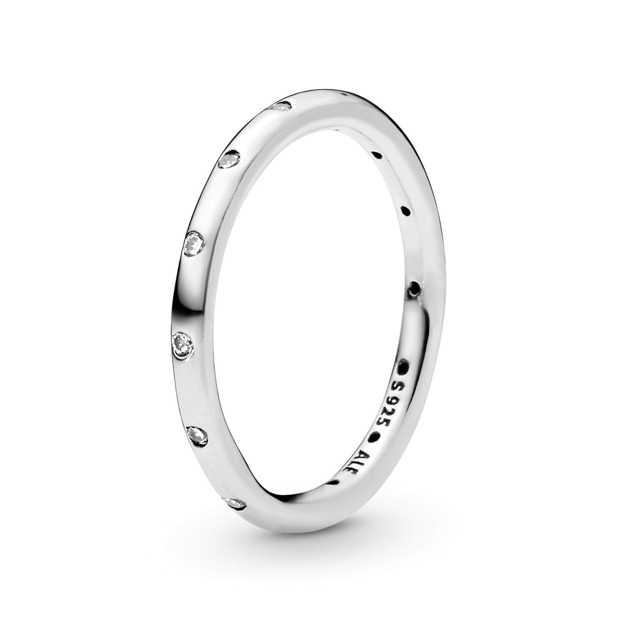 Pandora Simple Sparkling Band Ring - Stackable Sterling Silver Ring for Women - Sterling Silver with Clear Cubic Zirconia - Size