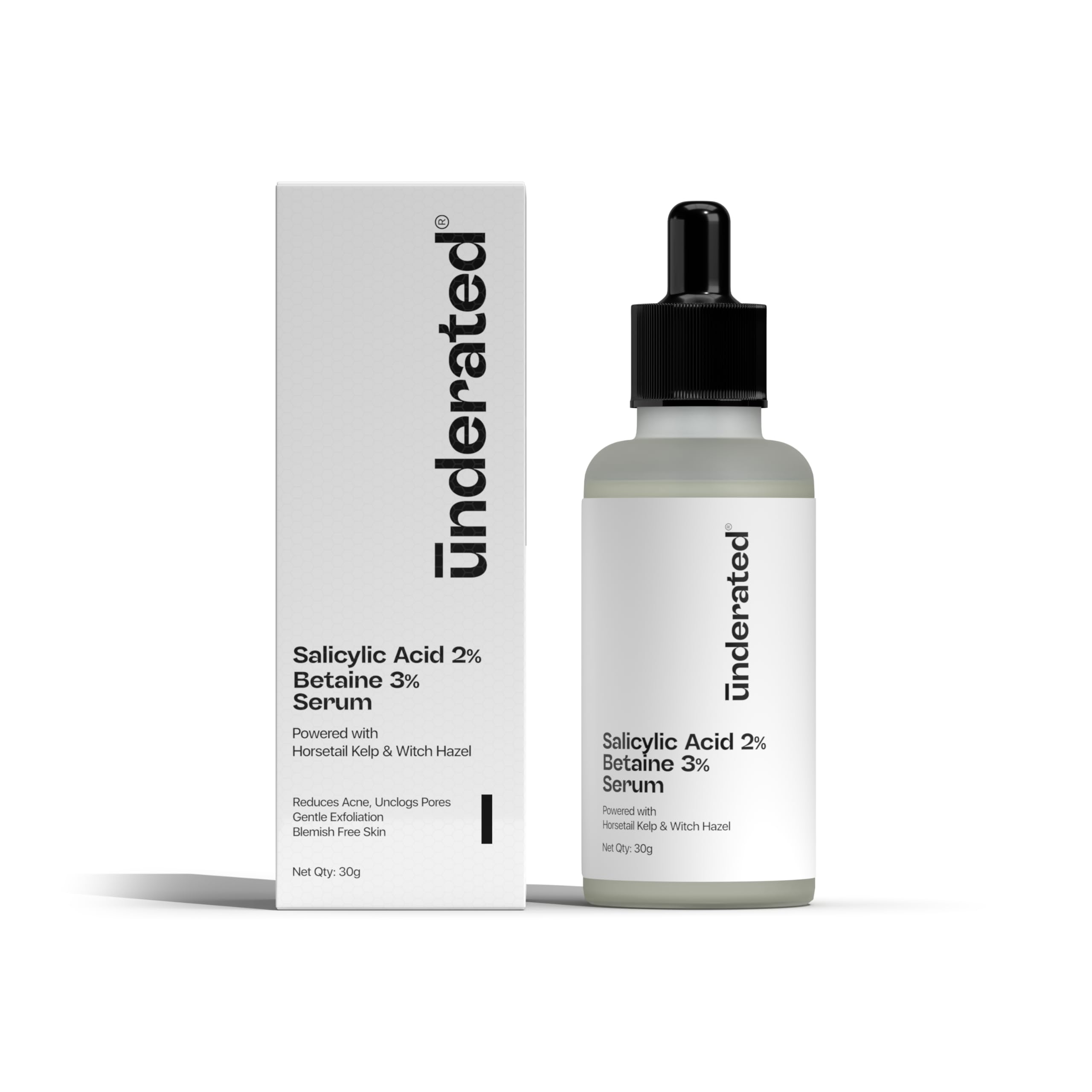 Underated Salicylic Acid Face Serum 2% With 3% Betaine | Acne & Breakout Control Serum | Unclogs Pores, Reduces Blackheads & Exc