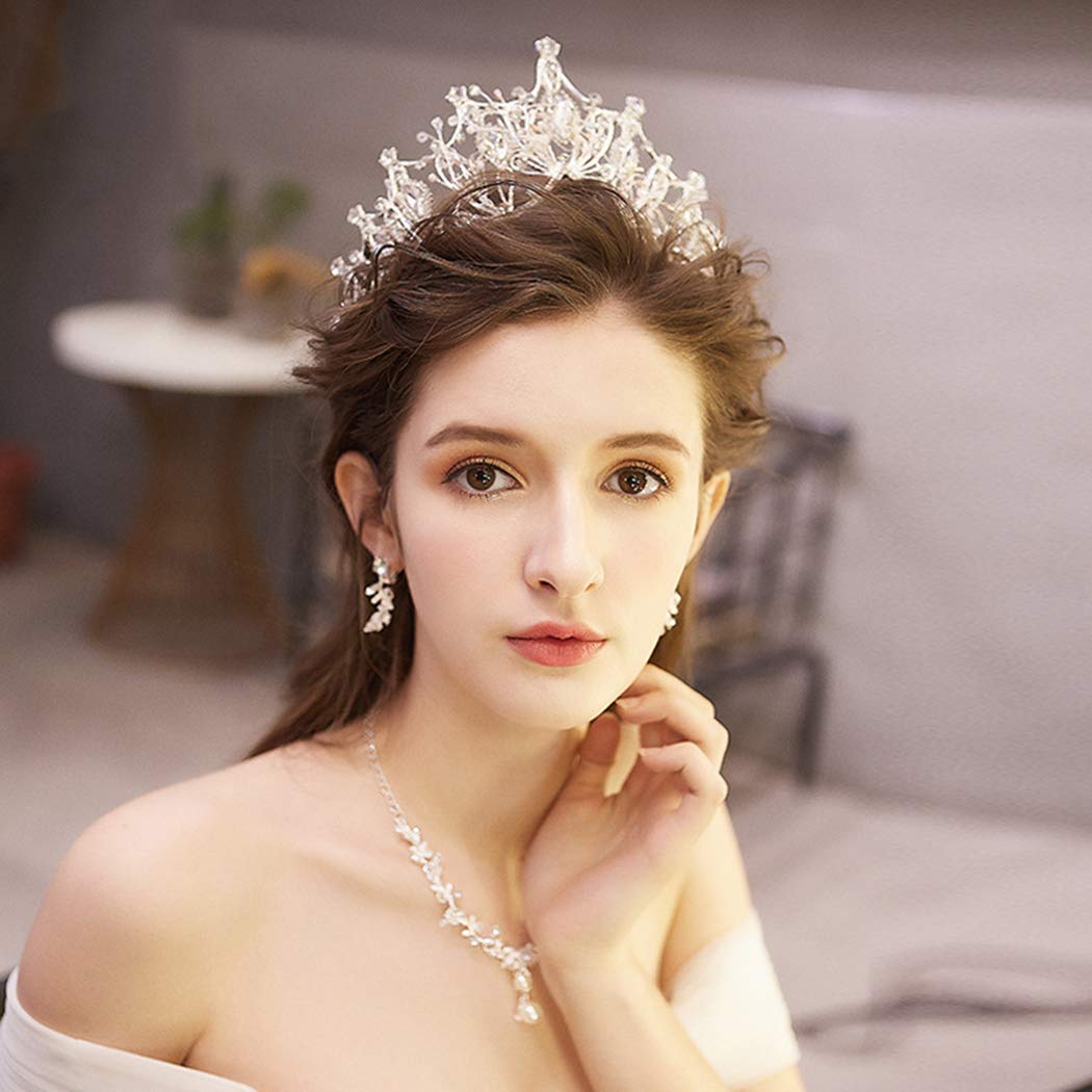 Cocide Silver Crown For Women Baroque Queen Crown And Tiara For Women Crystal Headband Mermaid Crown Princess Tiaras Hair Access