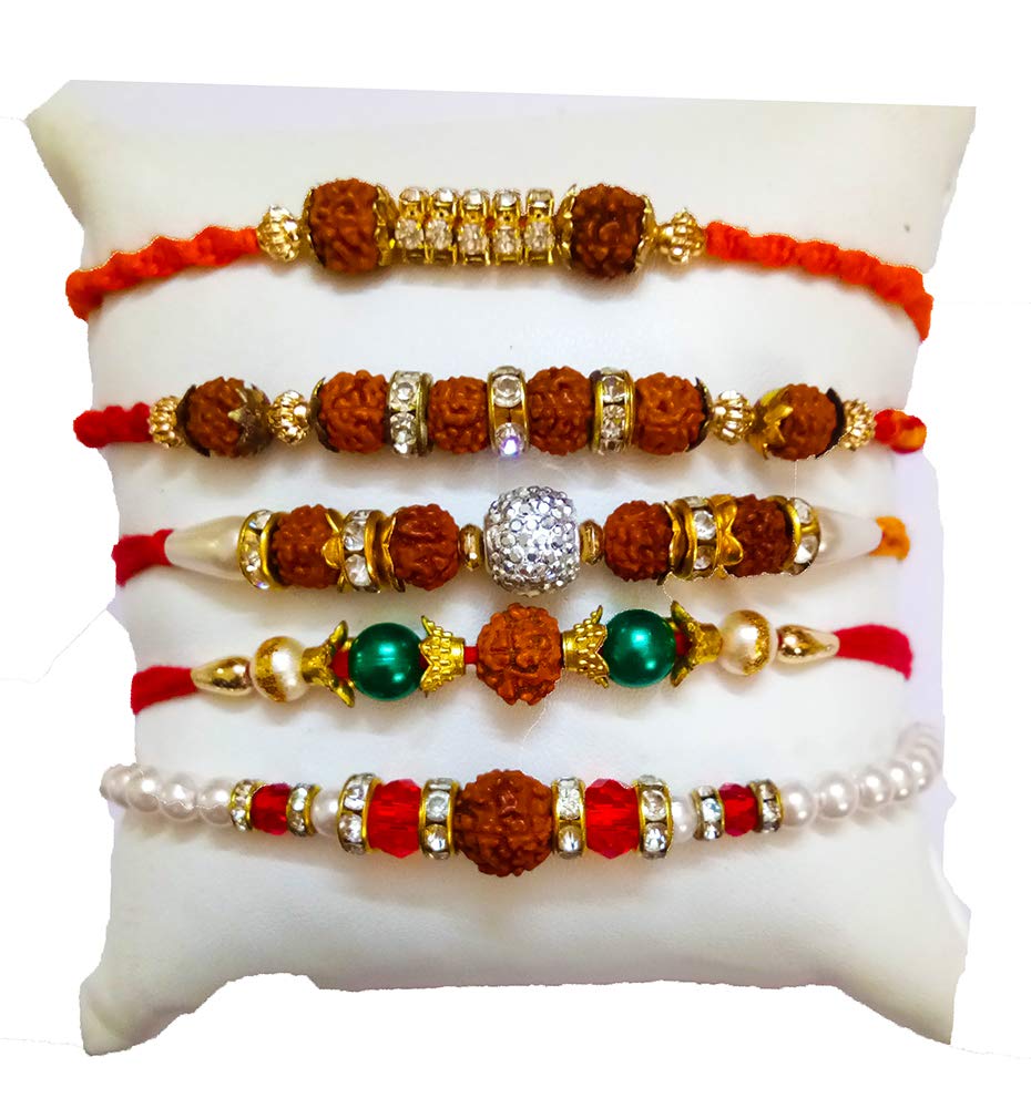 Avanti Creations Combo Of 5 Rakhi For Brother Rakhi Bracelet For Brother With Roli Chawal