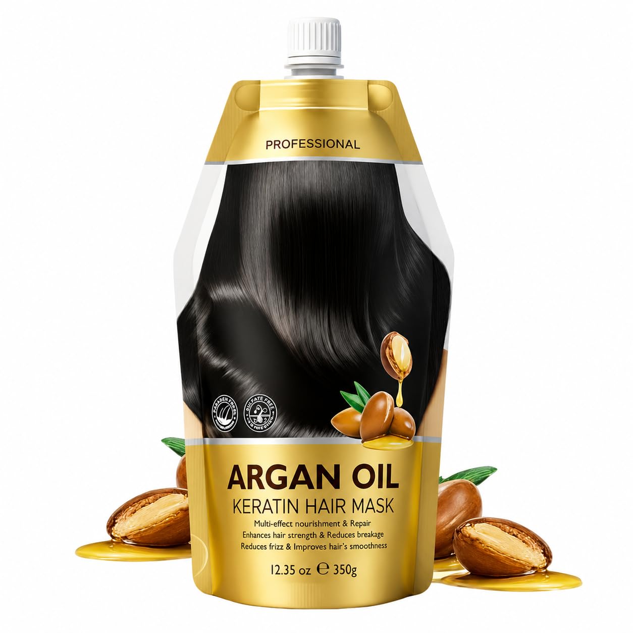 Argan Oil Keratin Hair Mask for Dry Damaged Hair, Deep Conditioning, 350ml