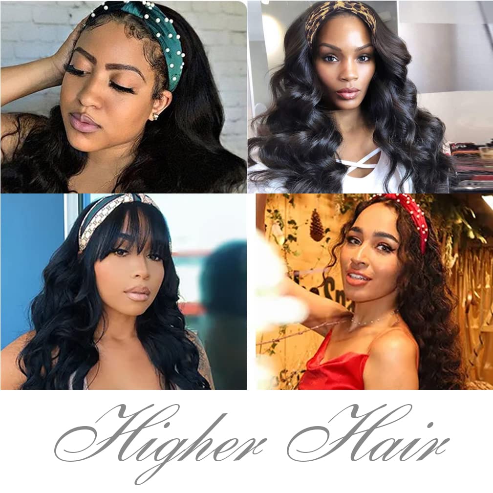 higher Body Wave Headband Human Hair Wig 20 Inch Glueless None Lace Front Wig Brazilian Virgin Hair Wear and Go Wigs for Black W