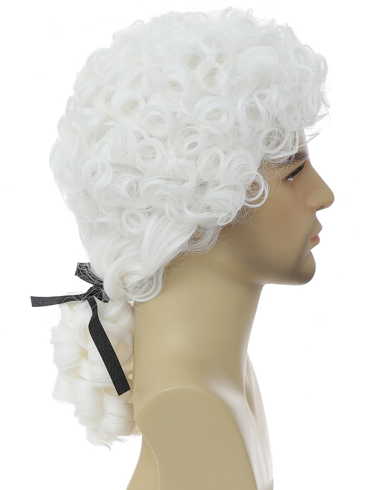 Traqur Judge Colonial Wig for Men Funny Wigs Washington Halloween Costume Cosplay Crazy Mens Wig (White)