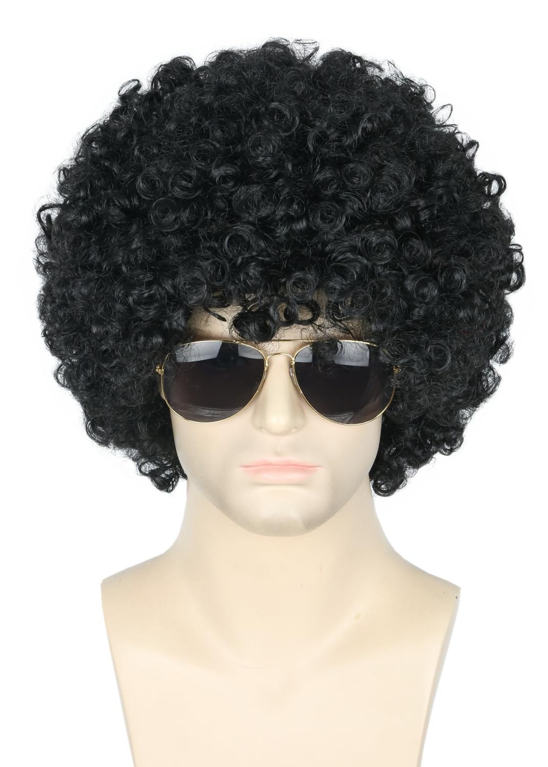 Topcosplay Black Afro Wig for Men or Women 70s 80s Disco Rocker Wig Costume Party Wigs