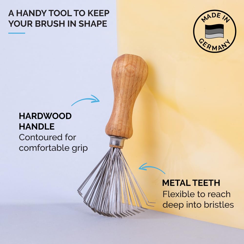ZEUS 100% Firm Boar Bristle Beard Brush, Military-Style, Brush Gift Set with Brush Cleaner and Tin! (SOFT BRISTLES) - Q92