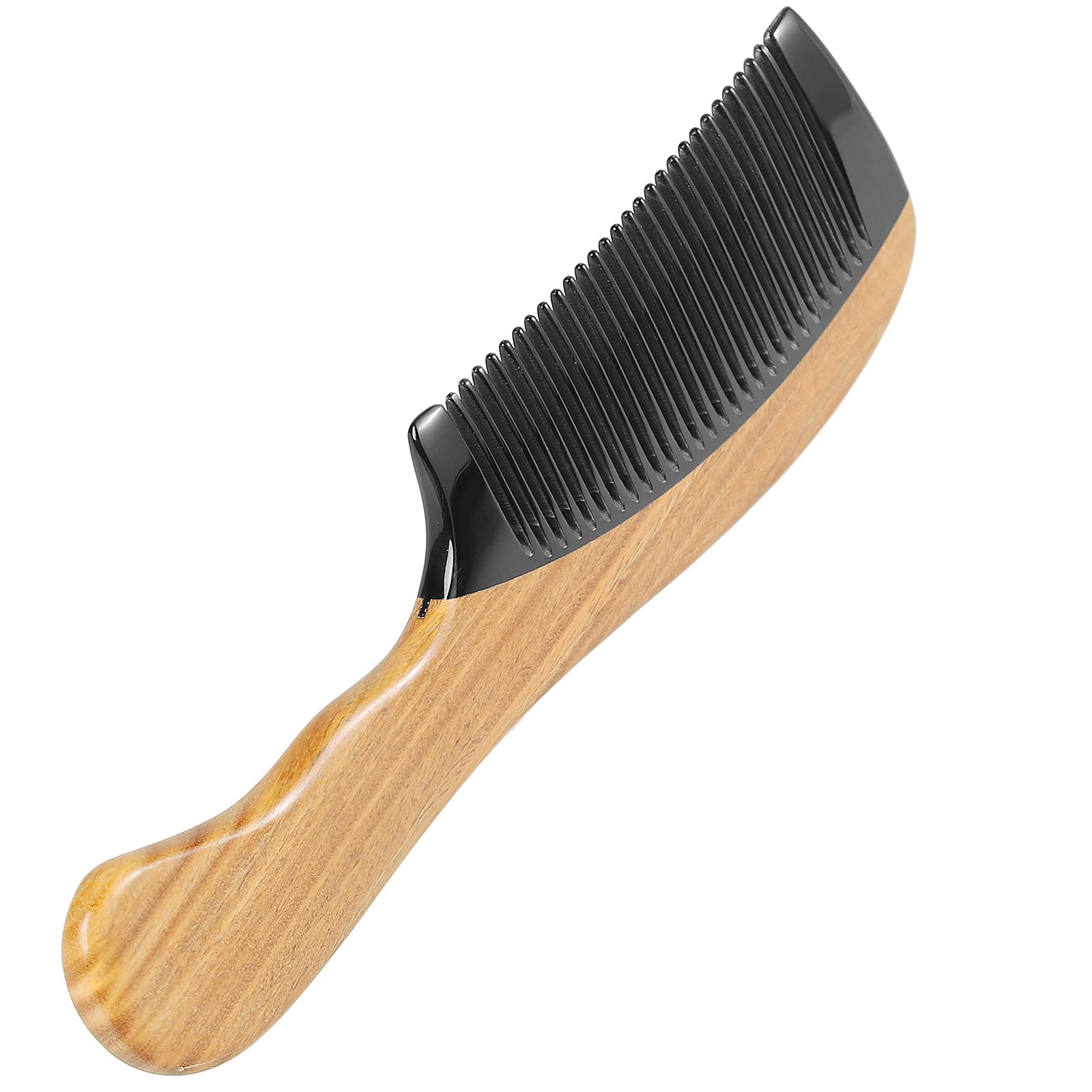 Onedor 100% Handmade Natural Green Sandalwood With Buffalo Horn Hair Combs - Anti-Static Sandalwood Scent Natural Hair Detangler
