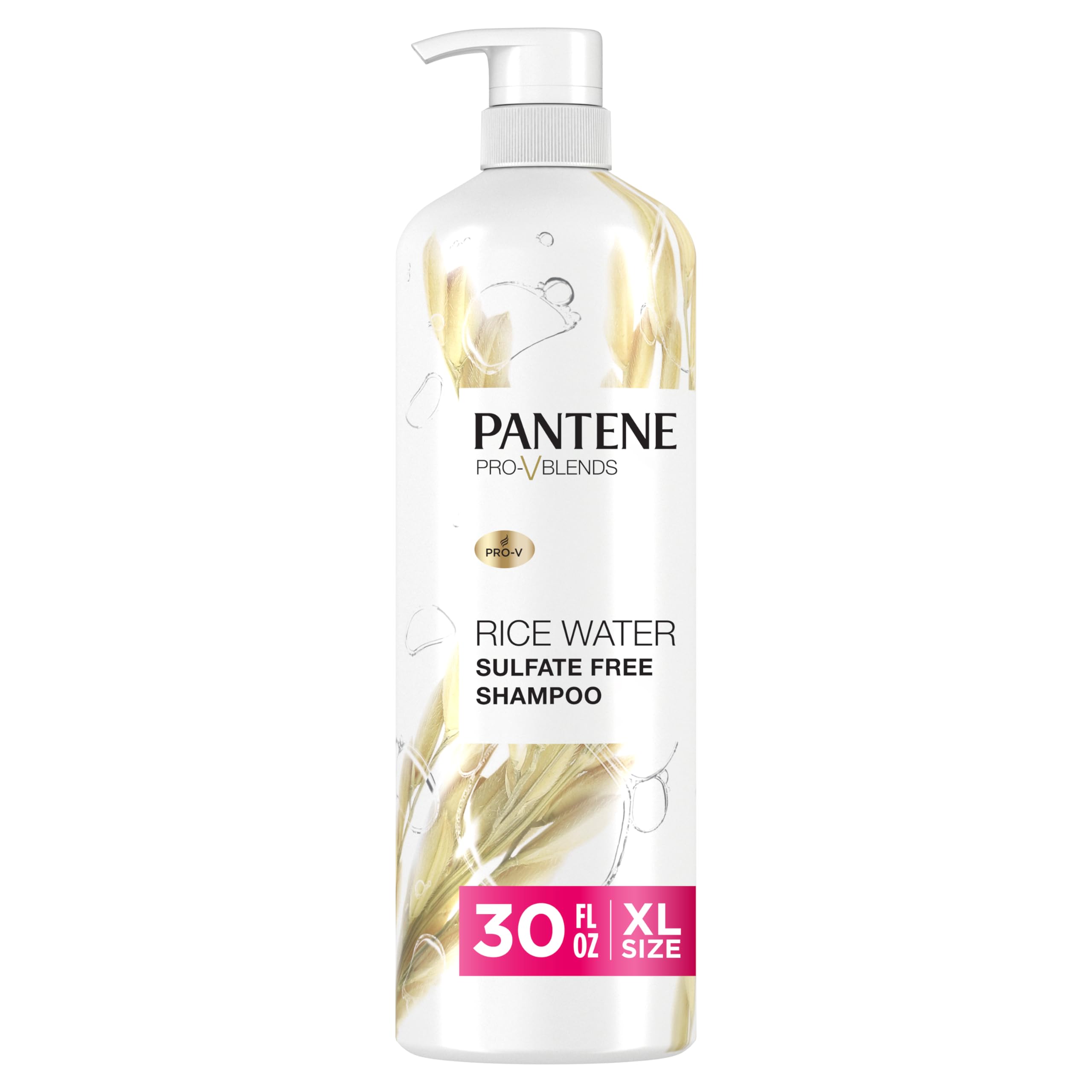 Pantene Sulfate Free Shampoo With Rice Water, Protects Natural Hair Growth, Volumizing, For Women, Nutrient Infused With Vitamin