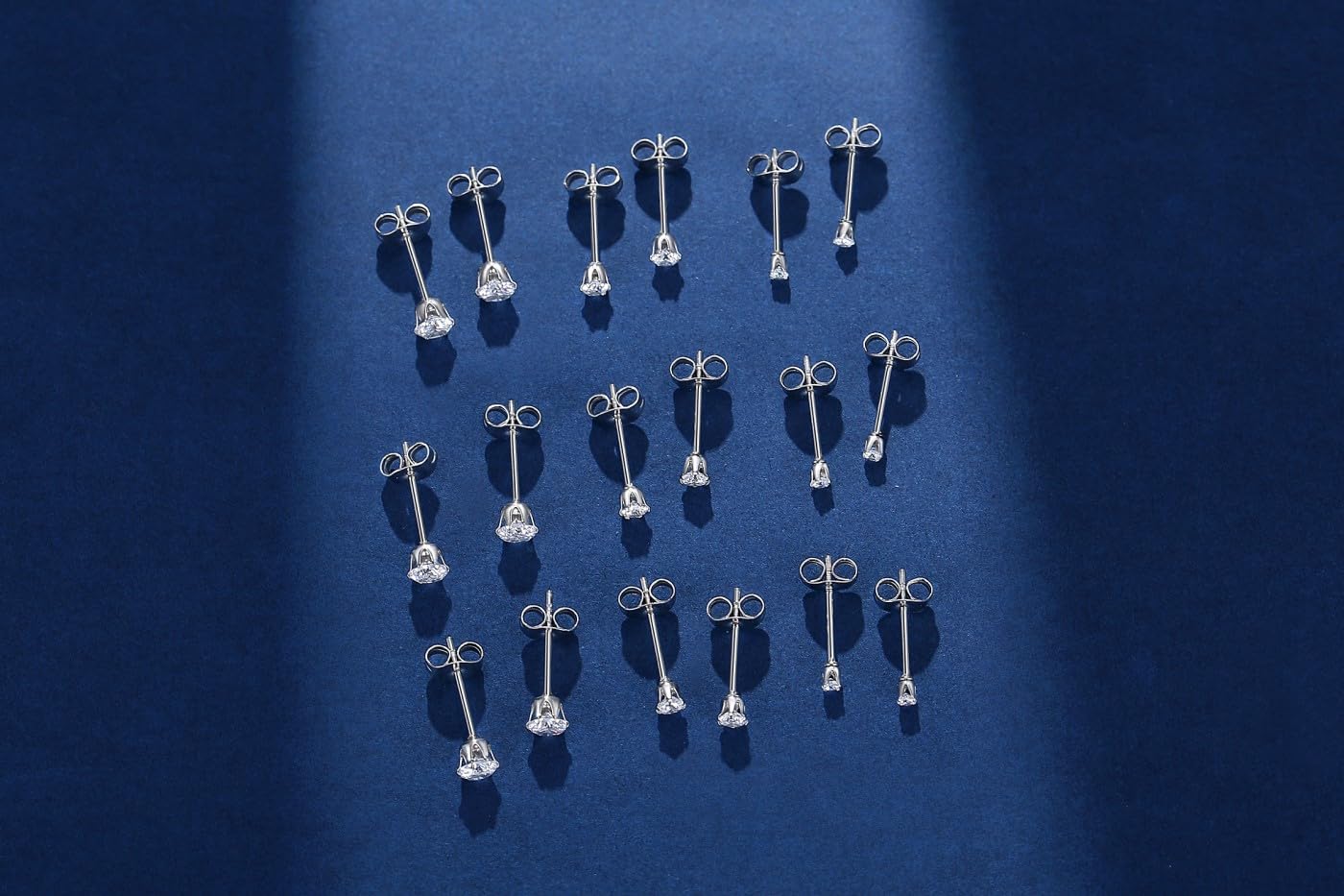 FOSIR 10 Pairs 3mm Tiny Women 's Stainless Steel Round Clear Cubic Zirconia Stud Earrings (Surgical Steel)