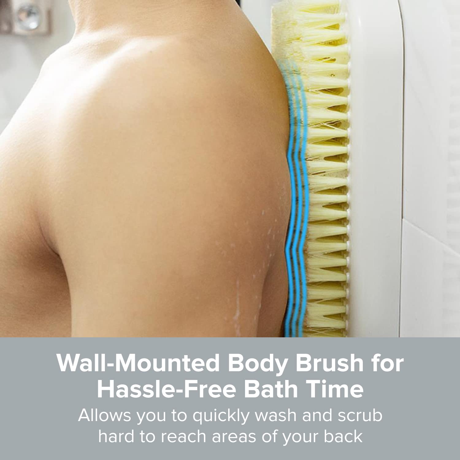Wall Mounted Back Scrubber For Shower - Large Exfoliating Brush For Shower - Bathing Scrub Brush - Hands-Free Back Brush & Body
