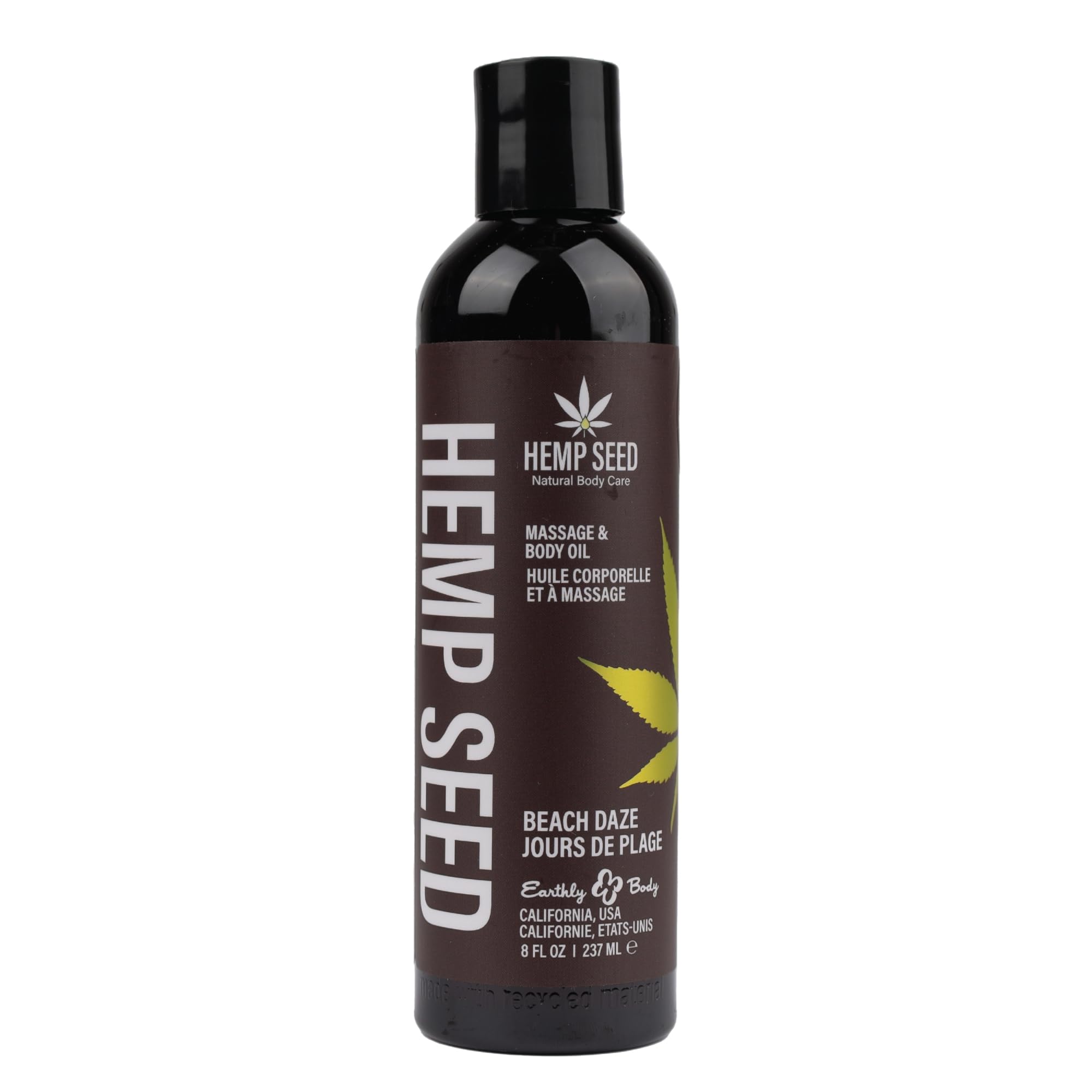 Hemp Seed Massage & Body Oil, Beach Daze Scent - 8 fl. oz. - Nourishing, Moisturizing Massage Oil - Hemp Seed, Apricot, Grapesee