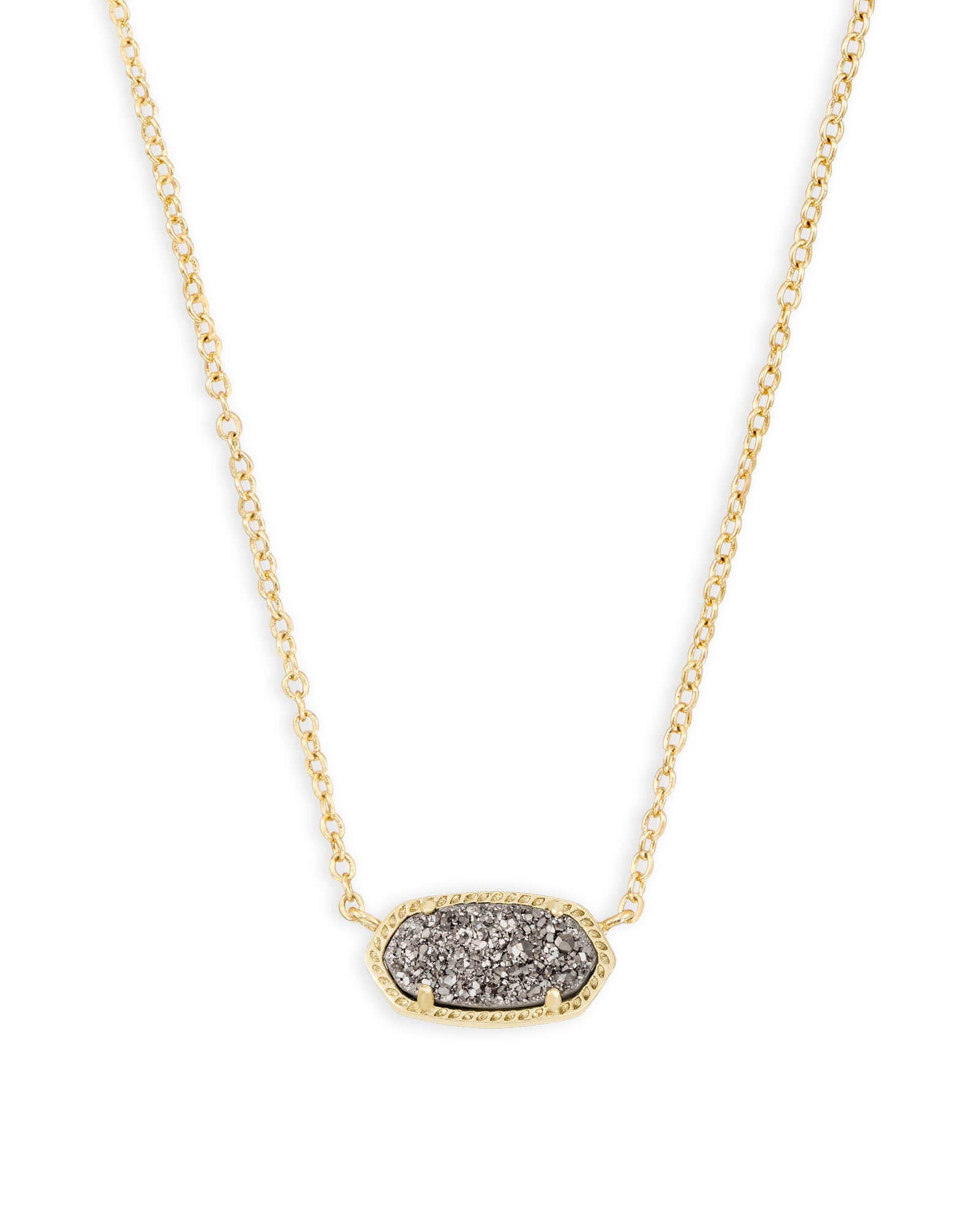 Kendra Scott Elisa Pendant Necklace for Women, Fashion Jewelry, 14k Gold-Plated, Platinum Drusy