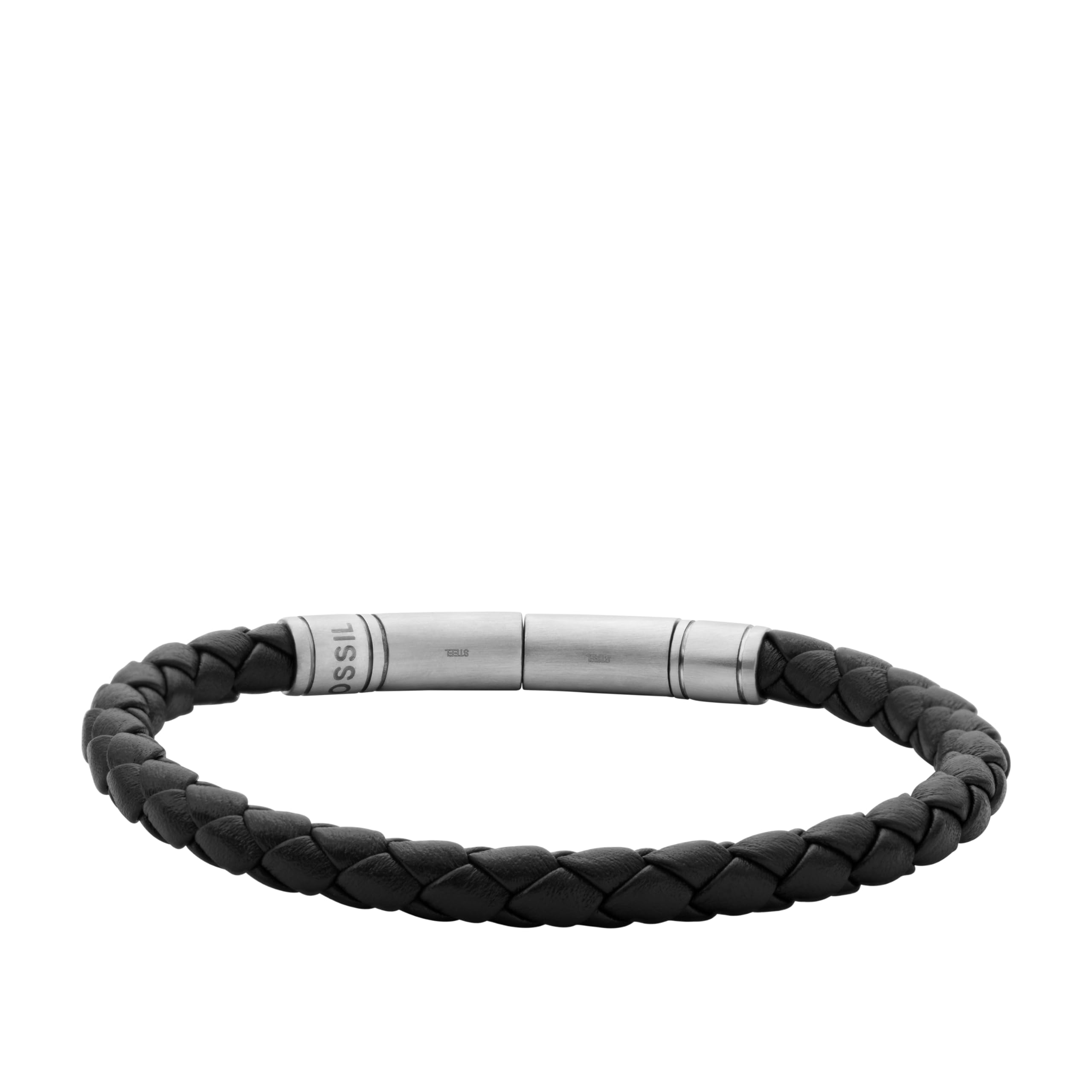 Fossil Men's Braided Leather Bracelet, Color: Brown (Model: JF04089040)