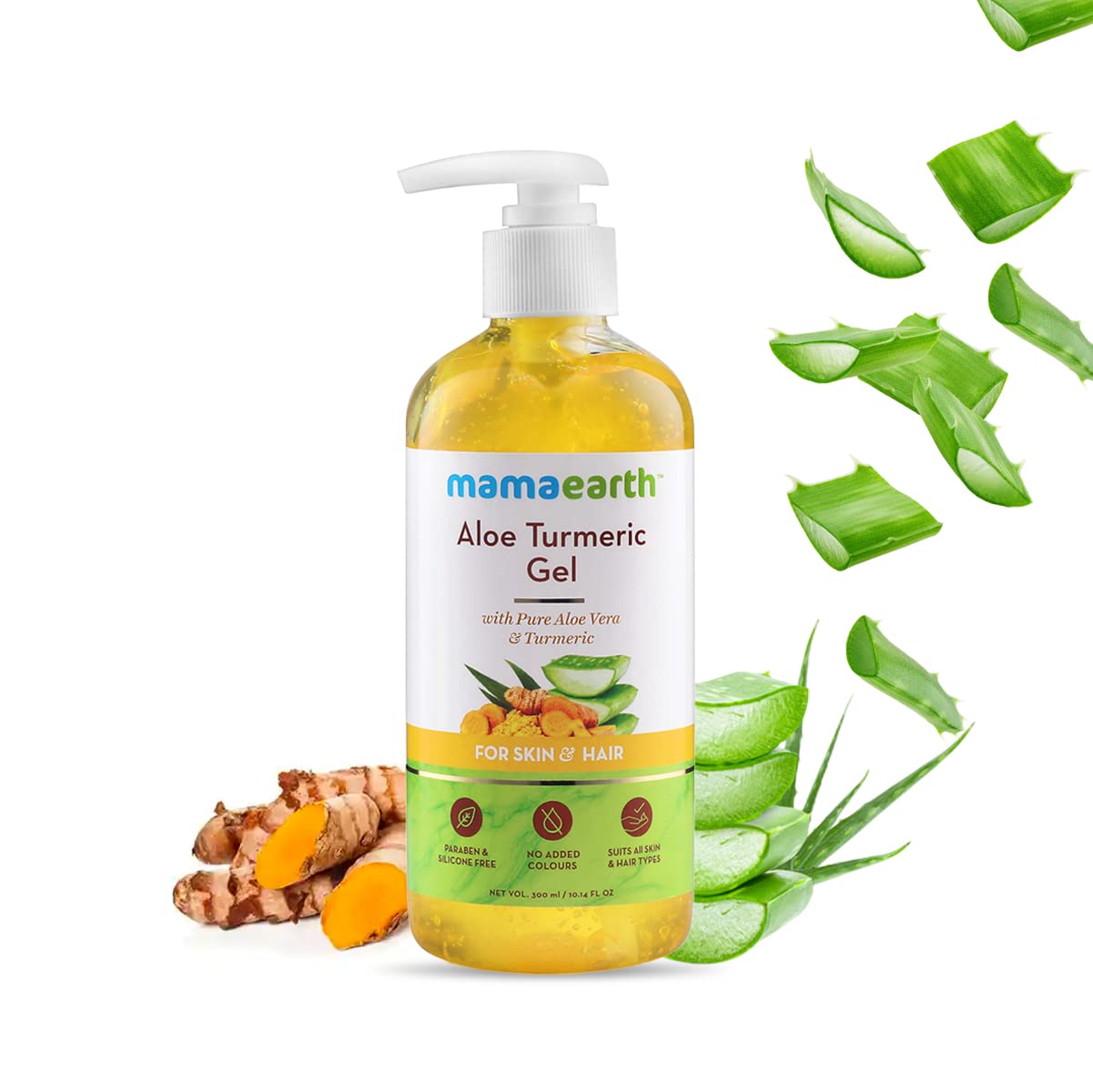 Mamaearth Aloe Turmeric Gel for Healthy Skin & Hair | Reduces Sunburn, Acne, & Dandruff | Hydrates Dry Hair & Nourishes Scalp |