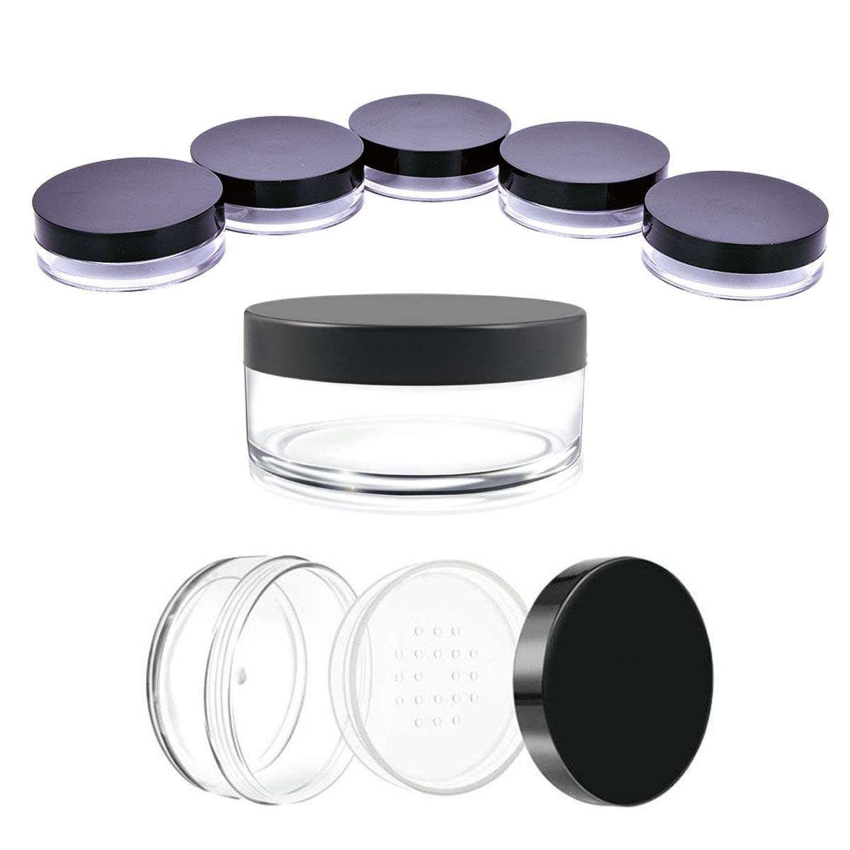 Akoak Capacity 30 Ml(1 Oz) Empty Reusable Plastic Loose Powder Compact Container Diy Makeup Powder Case With Sifter And Lined Sc