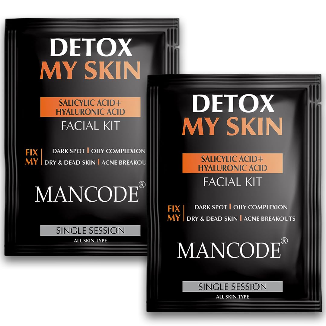 Mancode Detox My Skin Facial Kit For Men | SalonLike Glowing Skin In 6 Easy Steps | Improves Skin Texture | Instant Glow | Suit