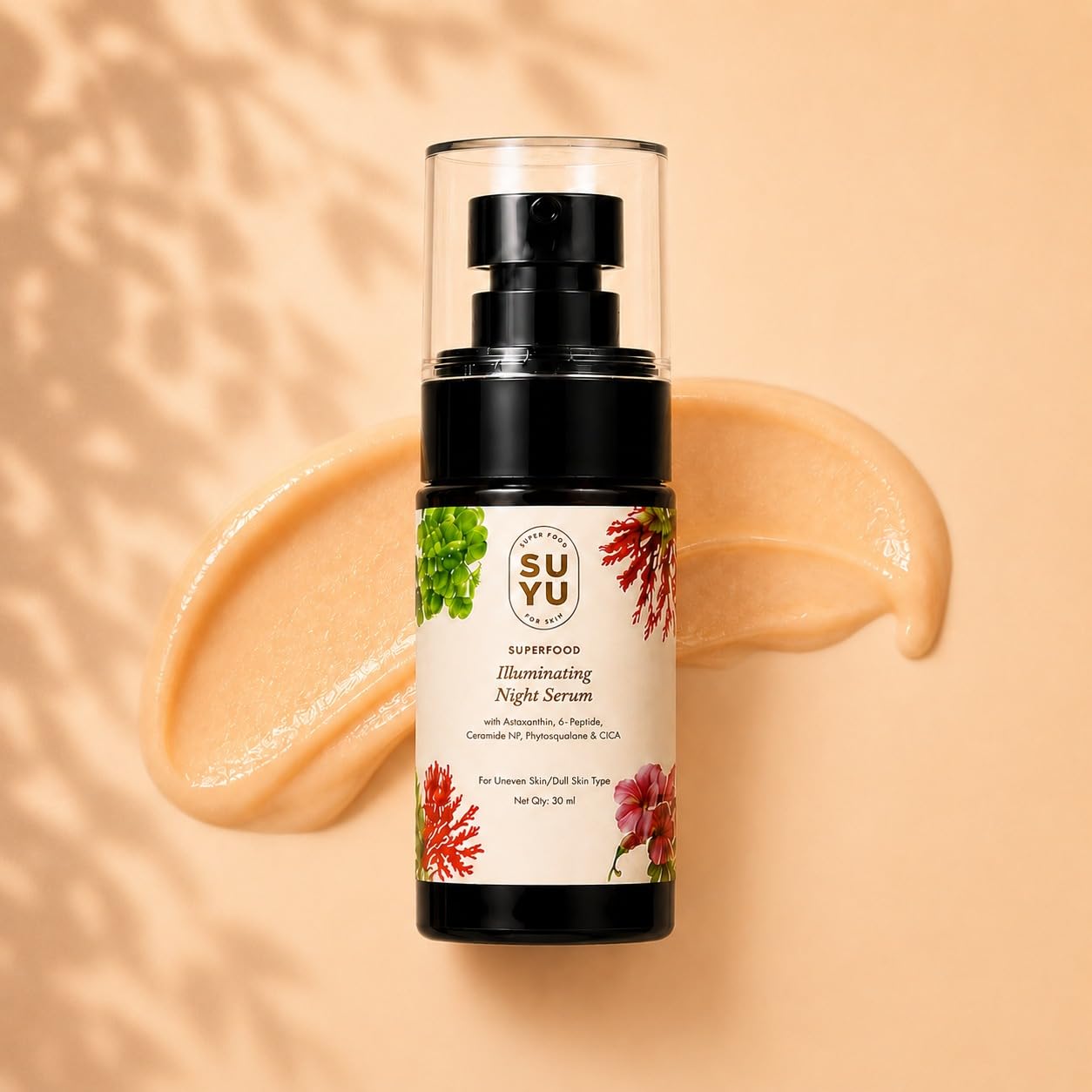 Suyu Illuminating Night Serum With Peptides | Repair And Brighten | For Dull Skin, Fine Lines & Deep Hydration | Unisex | 30Ml