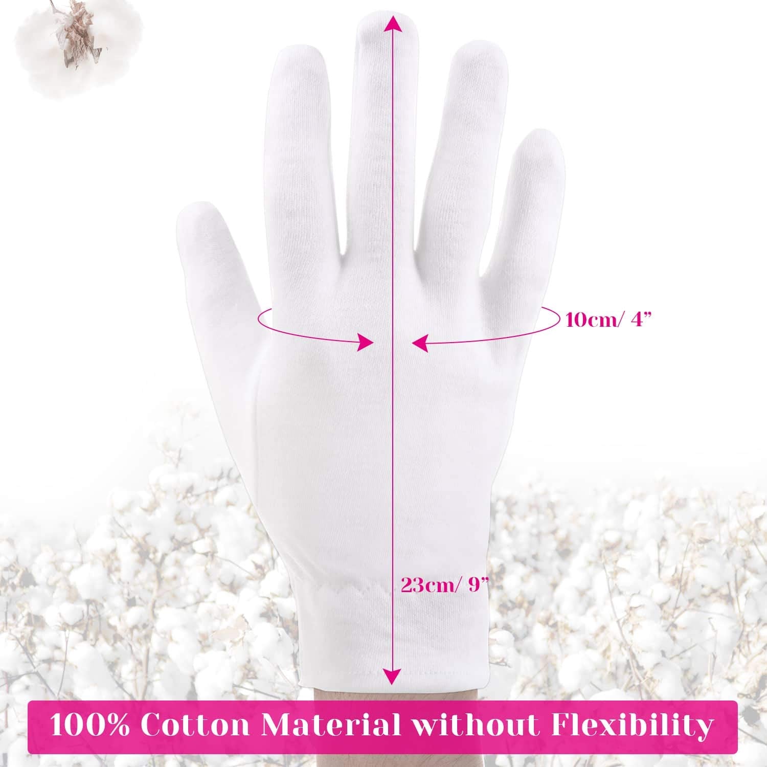 100 Percent Cotton Gloves for Dry Hands Eczema, Selizo 10 Pairs White Cotton Gloves for Women Dry Hands Moisturizing Cosmetic Se