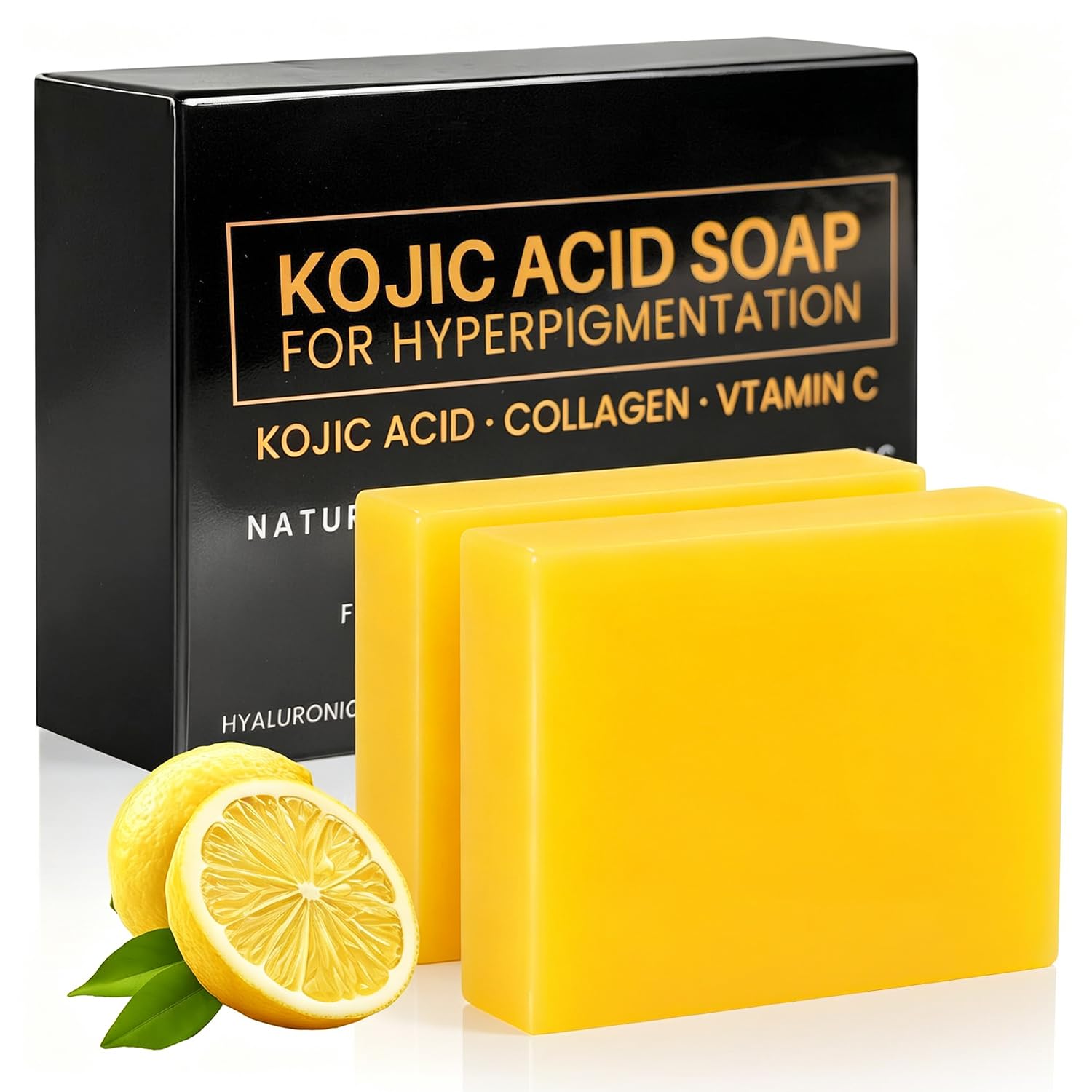 Aigomc 2Pack Kojic Acid Turmeric Soap Bar with Vitamin C for Dark Spots